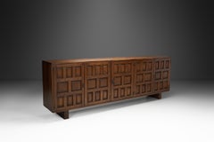 Brutalist Sideboard with Panelled and Geometric Doors, Spain 1960s