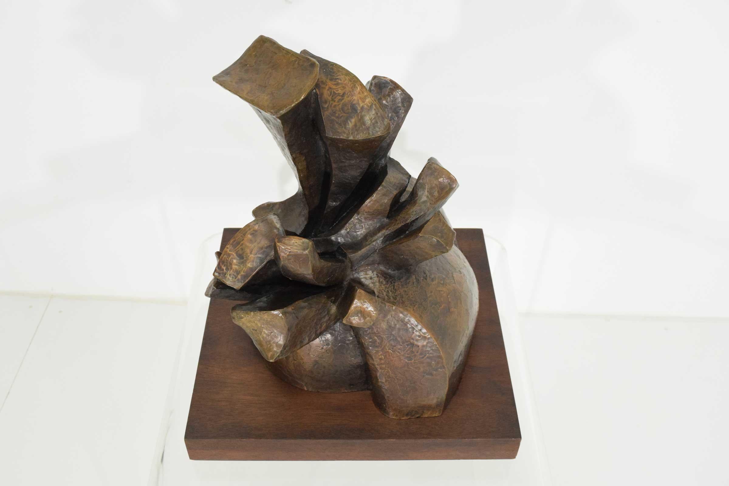 Signed V. Schudalk, dated 1975. Large organic shaped bronze sculpture. Weighs about 80 lbs.