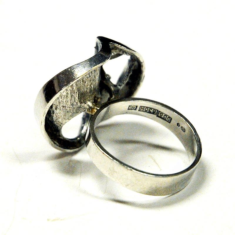 Women's Brutalist silver ring by Örneus Guldsmeds AB, Sweden 1970