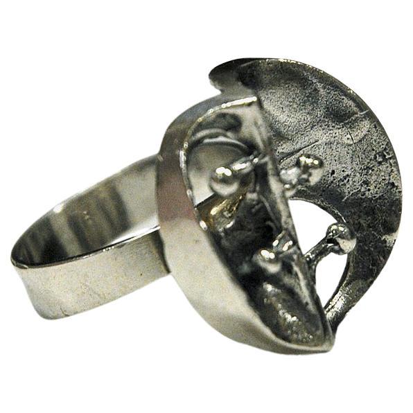 Brutalist Silver Ring by Örneus Guldsmeds AB, Sweden, 1970