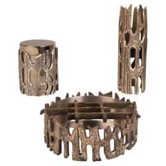 Brutalistisches Tischset aus versilberter Bronze von Morbelli, Italien, 1970er Jahre