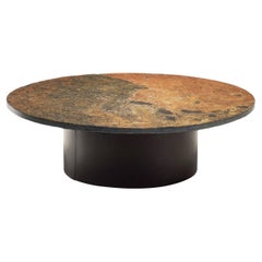 Brutalist Slate and Metal Coffee Table, Europe ca 1970s