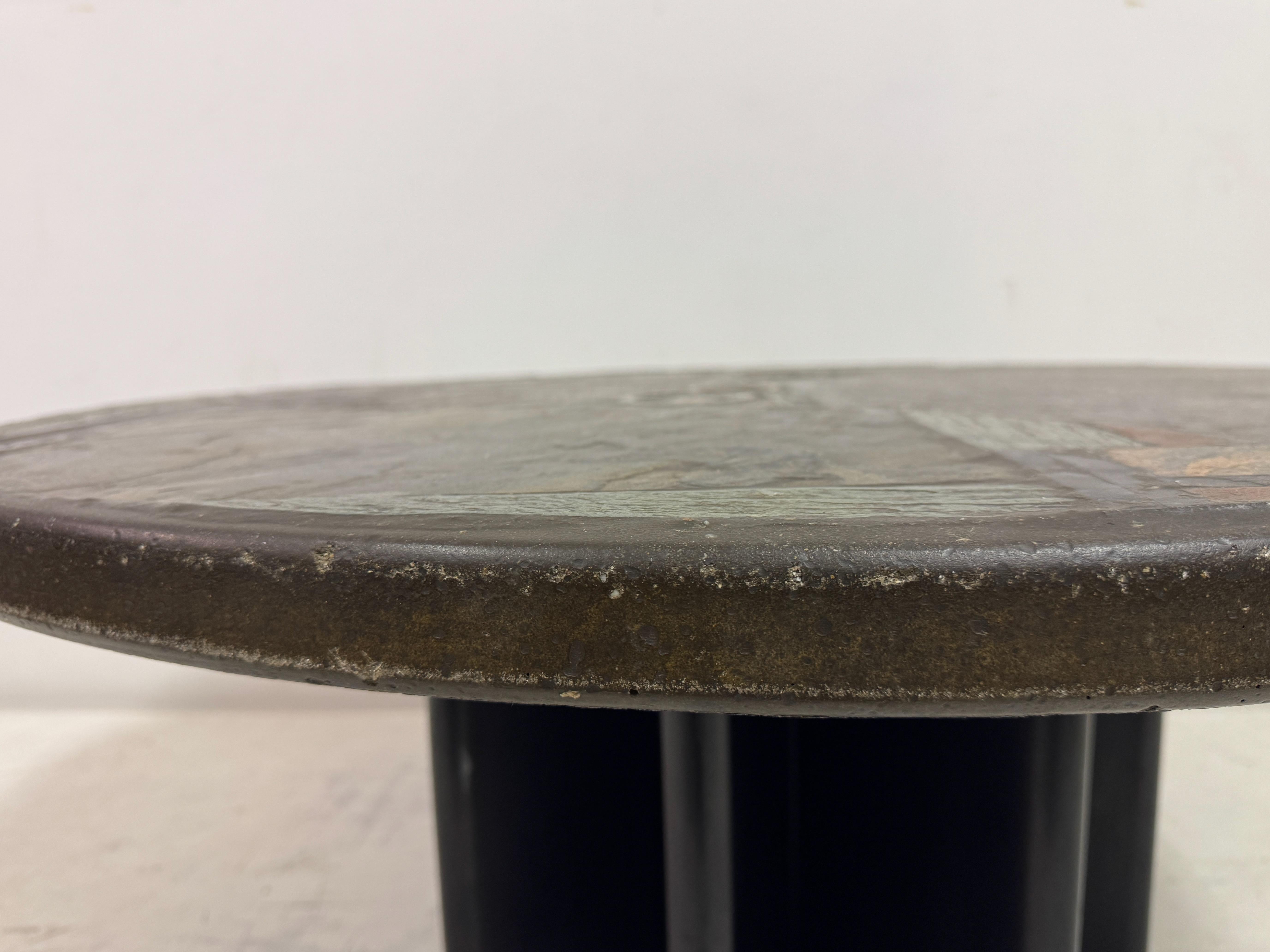 Brutalist Slate and Stone Coffee Table in the Style of Paul Kingma, 1970s For Sale 5