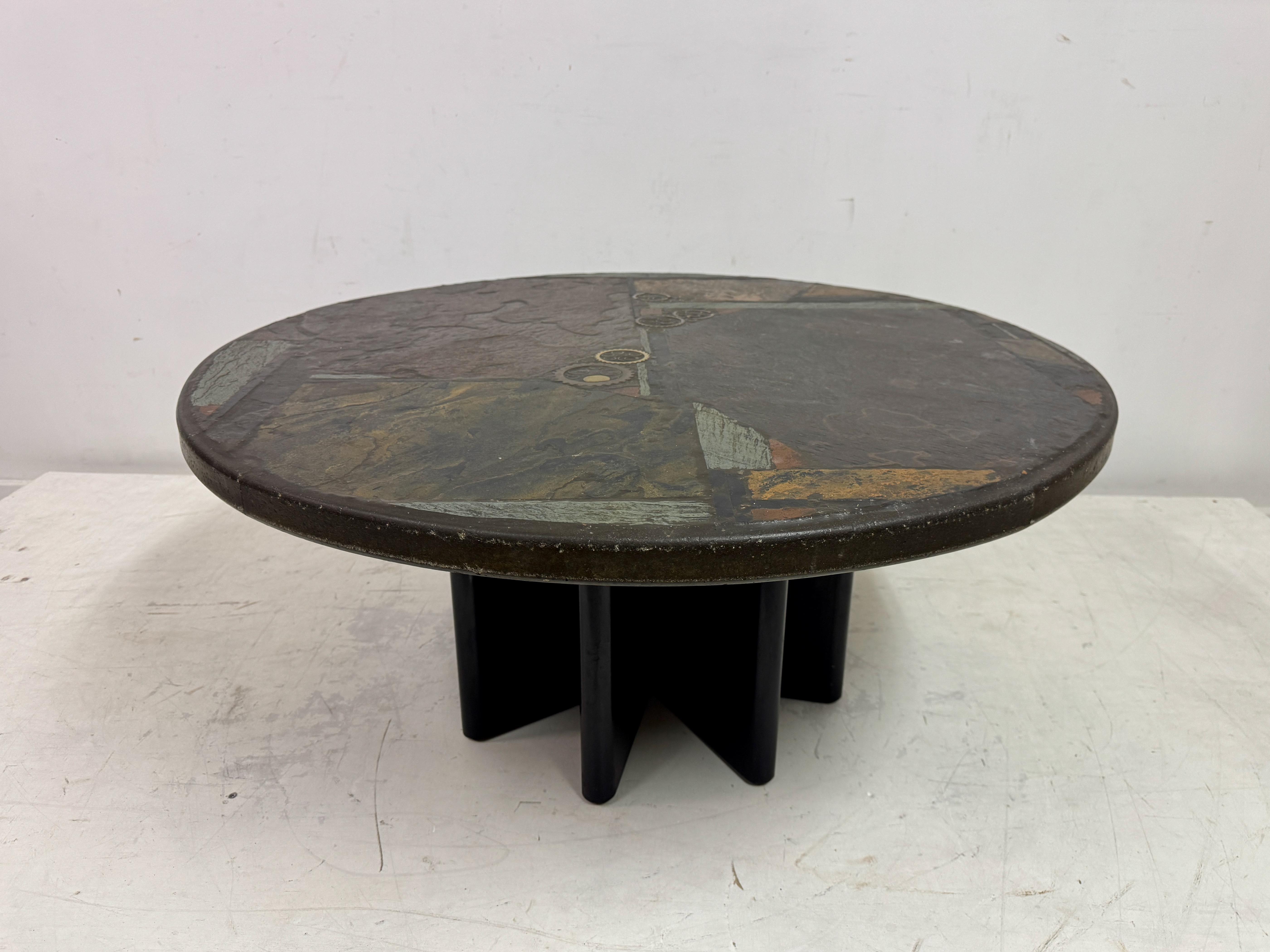 Brutalist Slate and Stone Coffee Table in the Style of Paul Kingma, 1970s For Sale 7