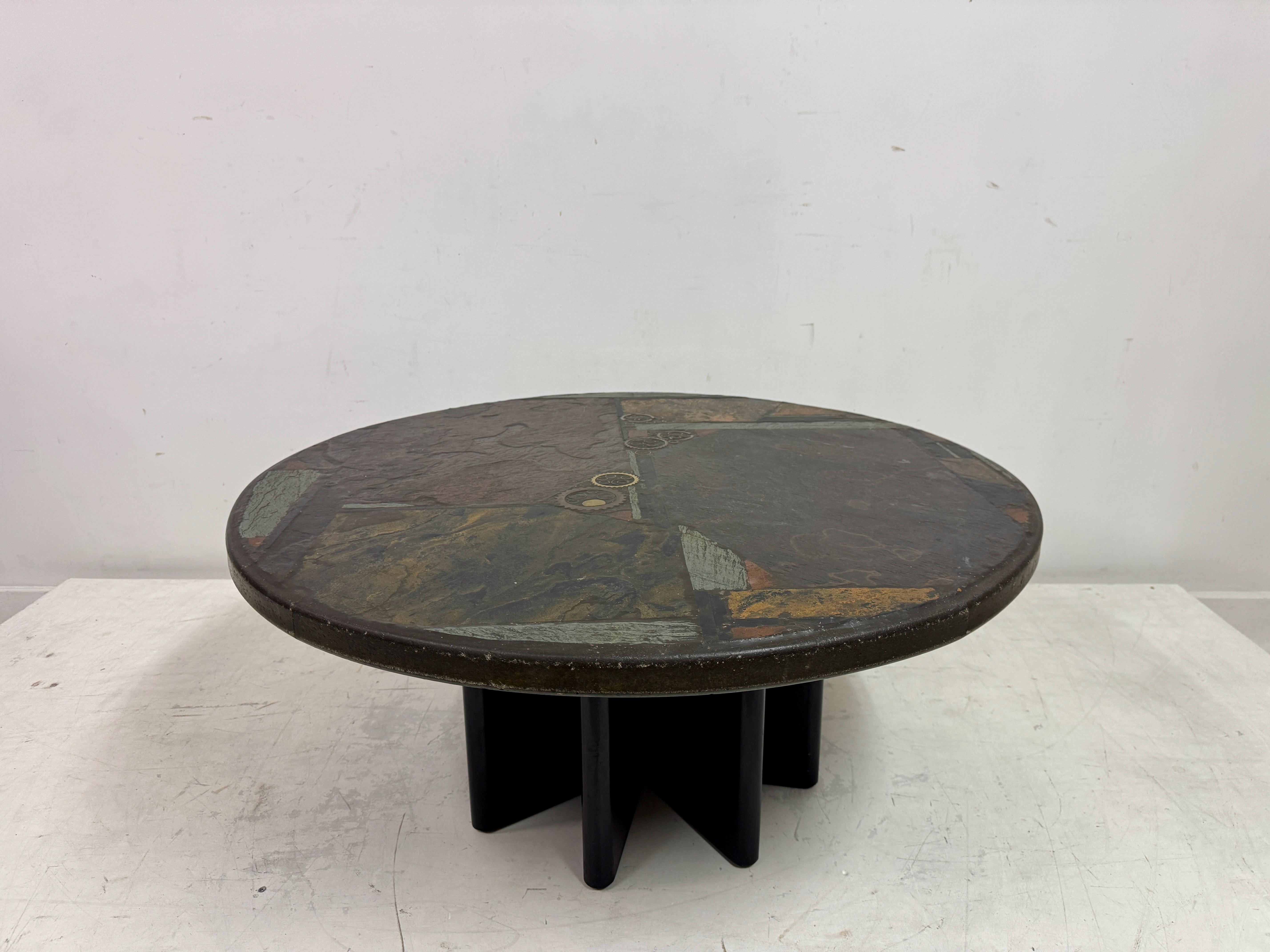 Brutalist Slate and Stone Coffee Table in the Style of Paul Kingma, 1970s For Sale 8