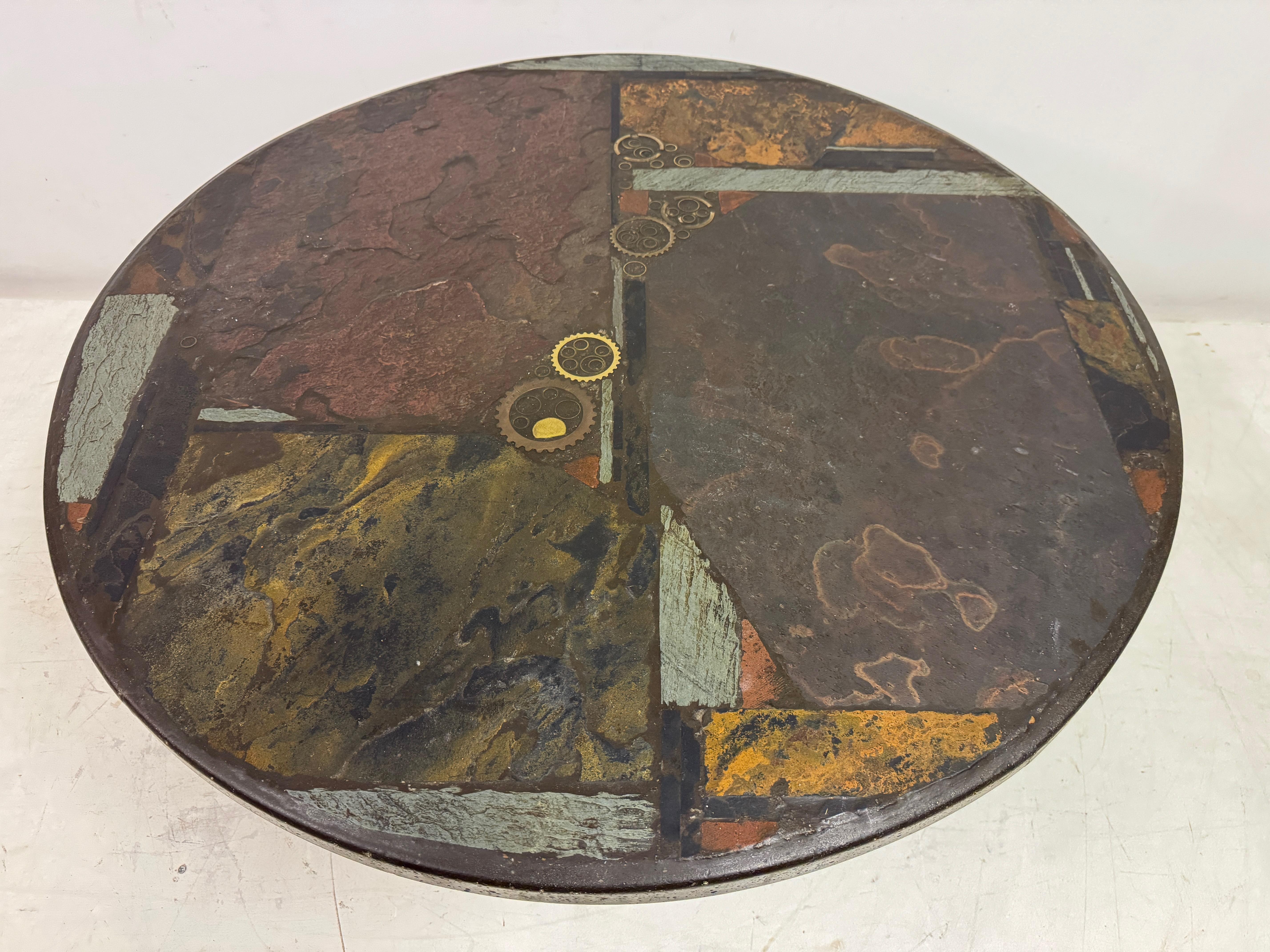 20th Century Brutalist Slate and Stone Coffee Table in the Style of Paul Kingma, 1970s For Sale