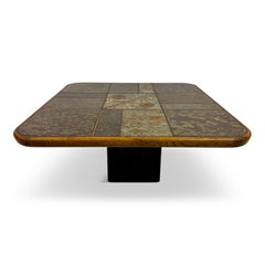 Brutalist Slate and Stone Coffee Table with Copper Inlay Kingma Style