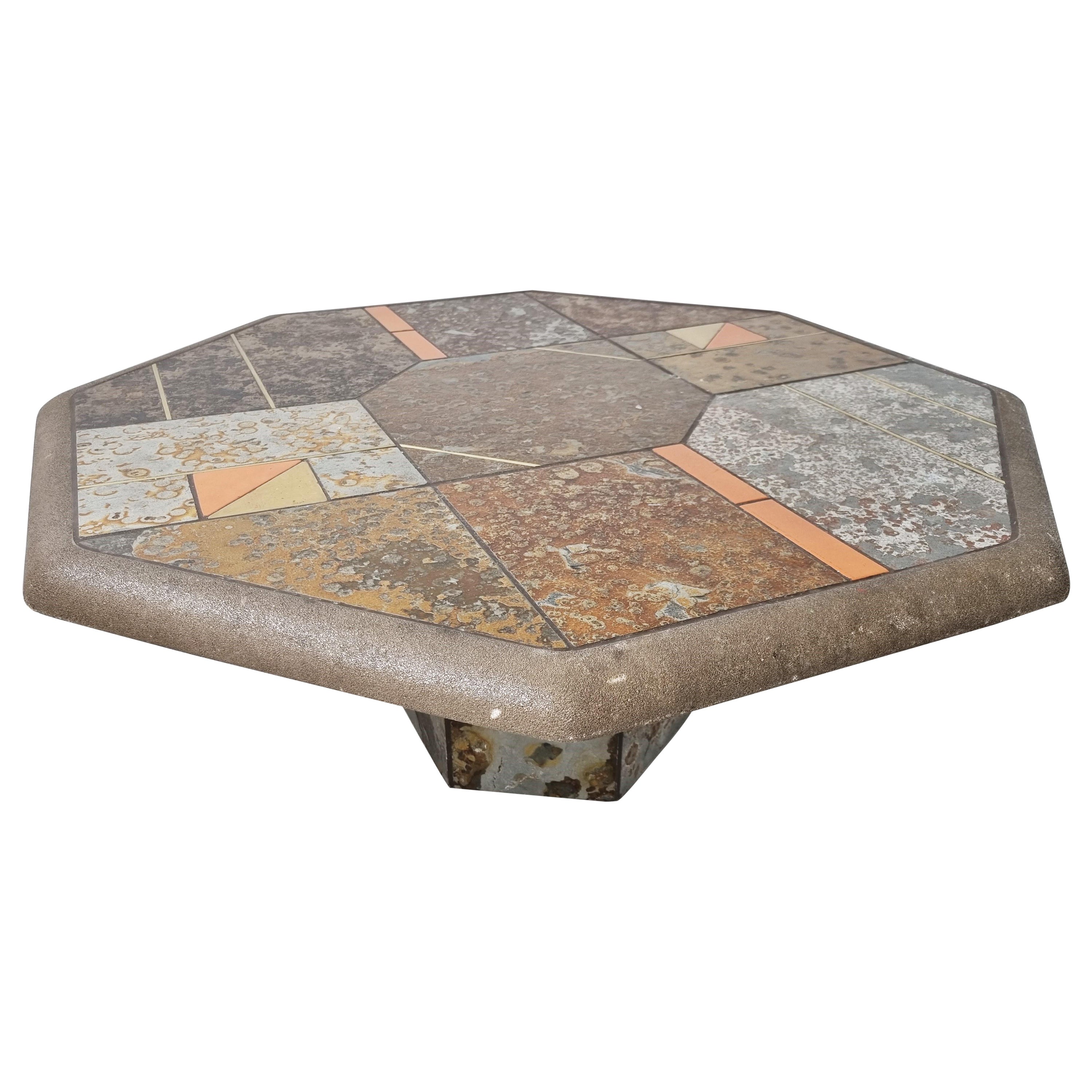 Brutalist Slate Coffee Table, 1970s