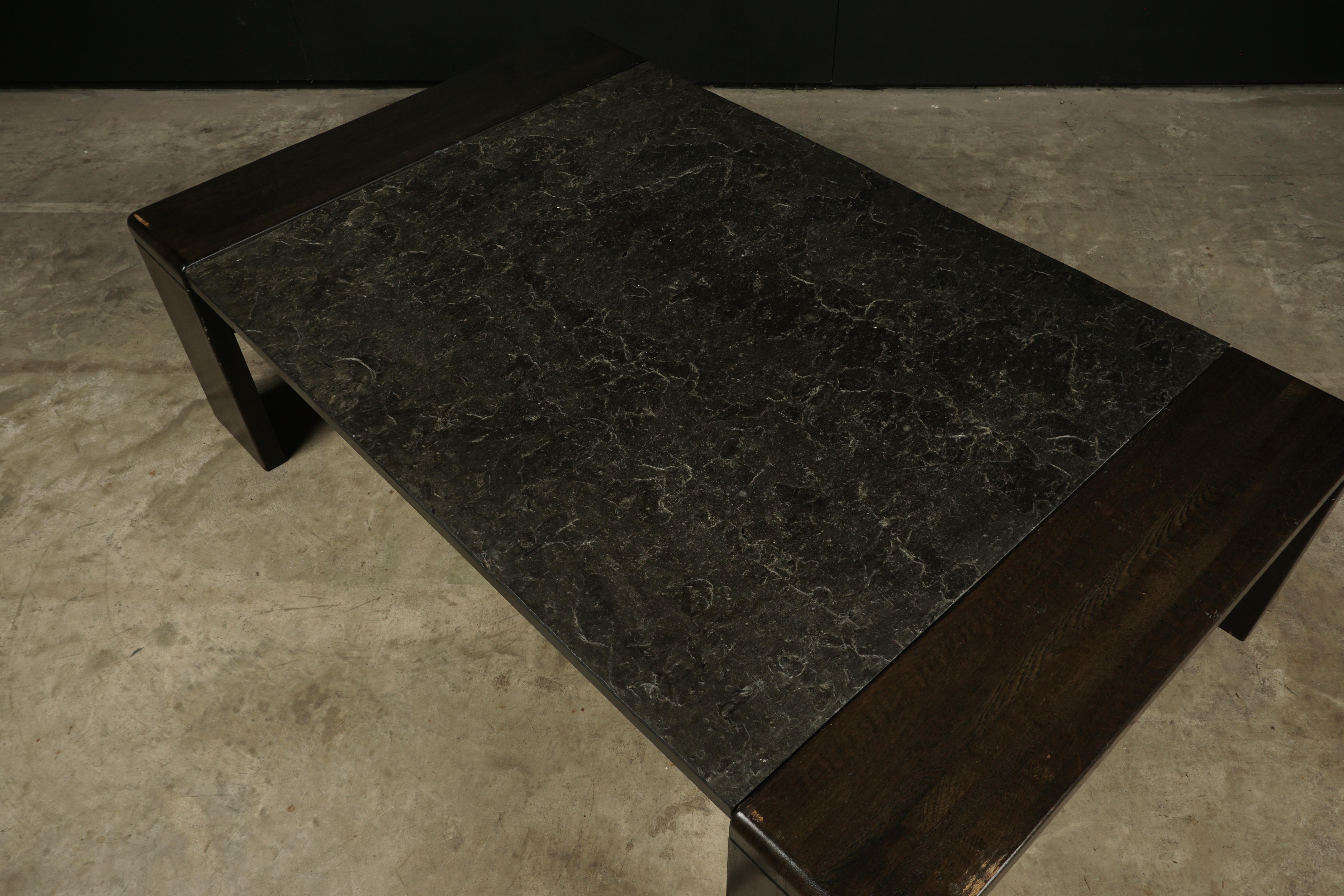 Mid-20th Century Brutalist Slate Coffee Table from Holland, 1960s