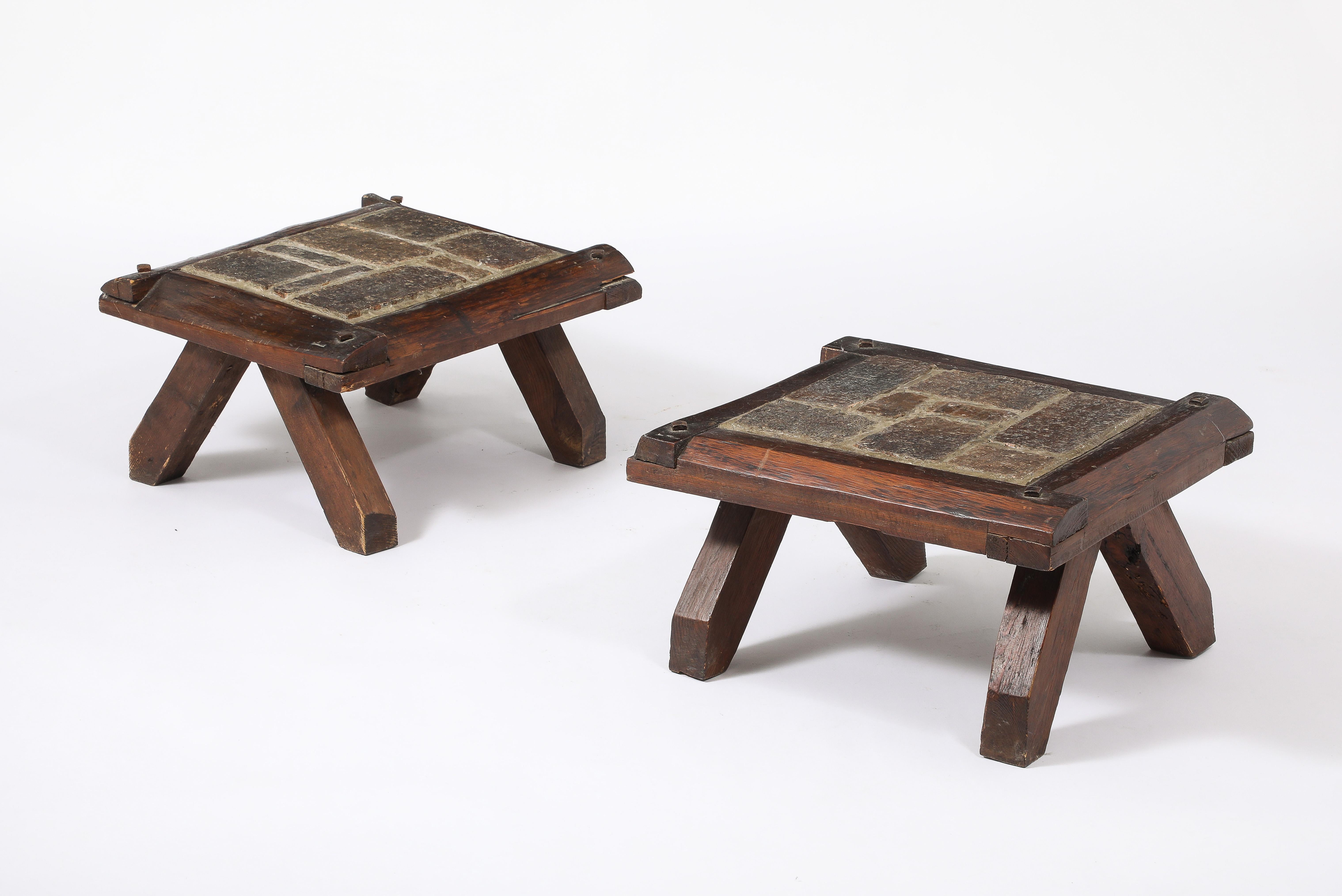 Brutalist Slate End Tables, France 1960's For Sale 7