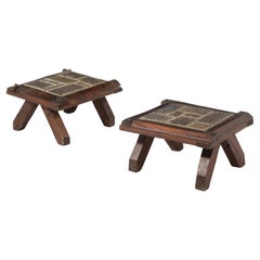 Brutalist Slate End Tables, France 1960's