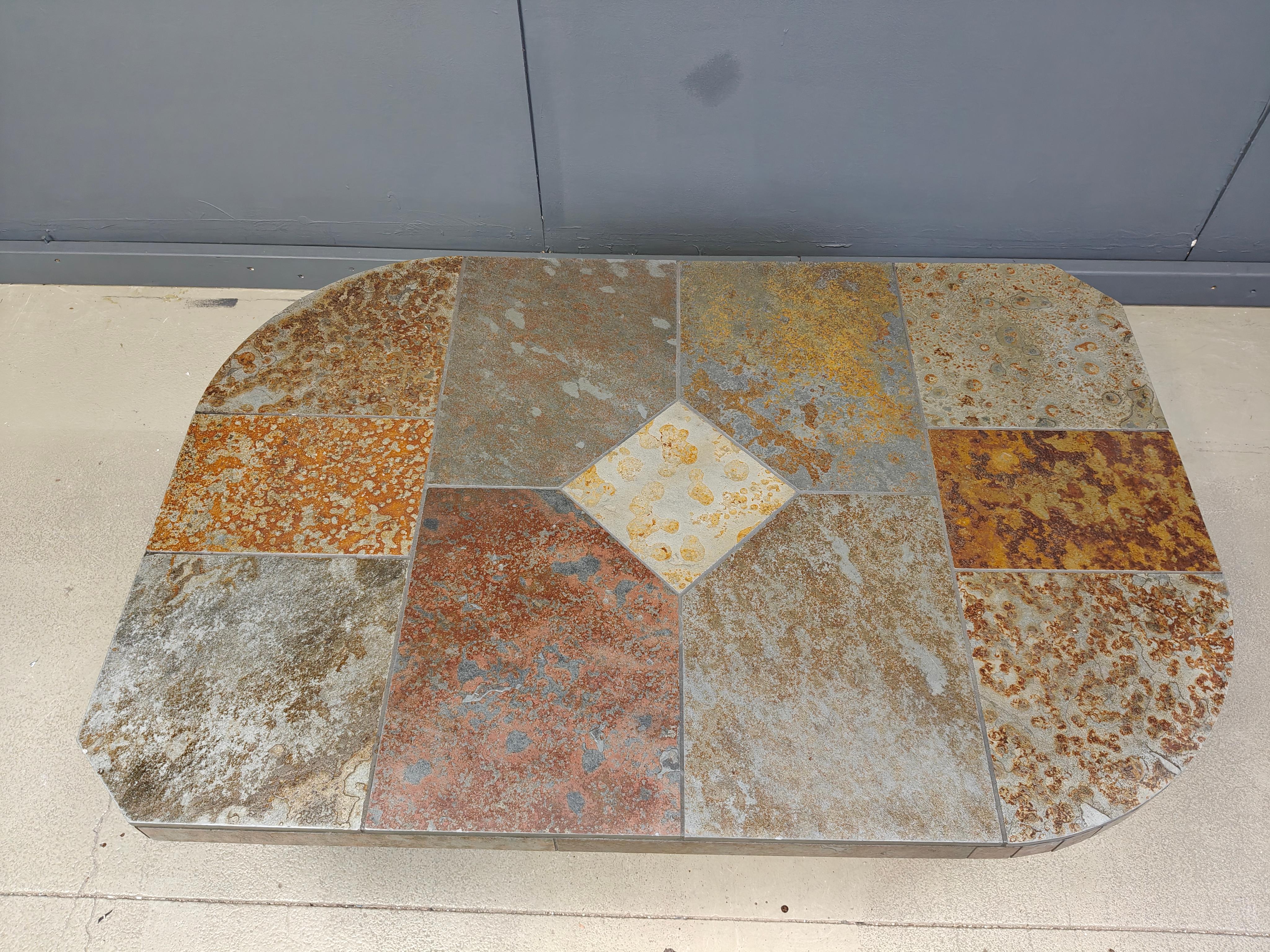 Brutalist slate stone coffee table, 1980s For Sale 4