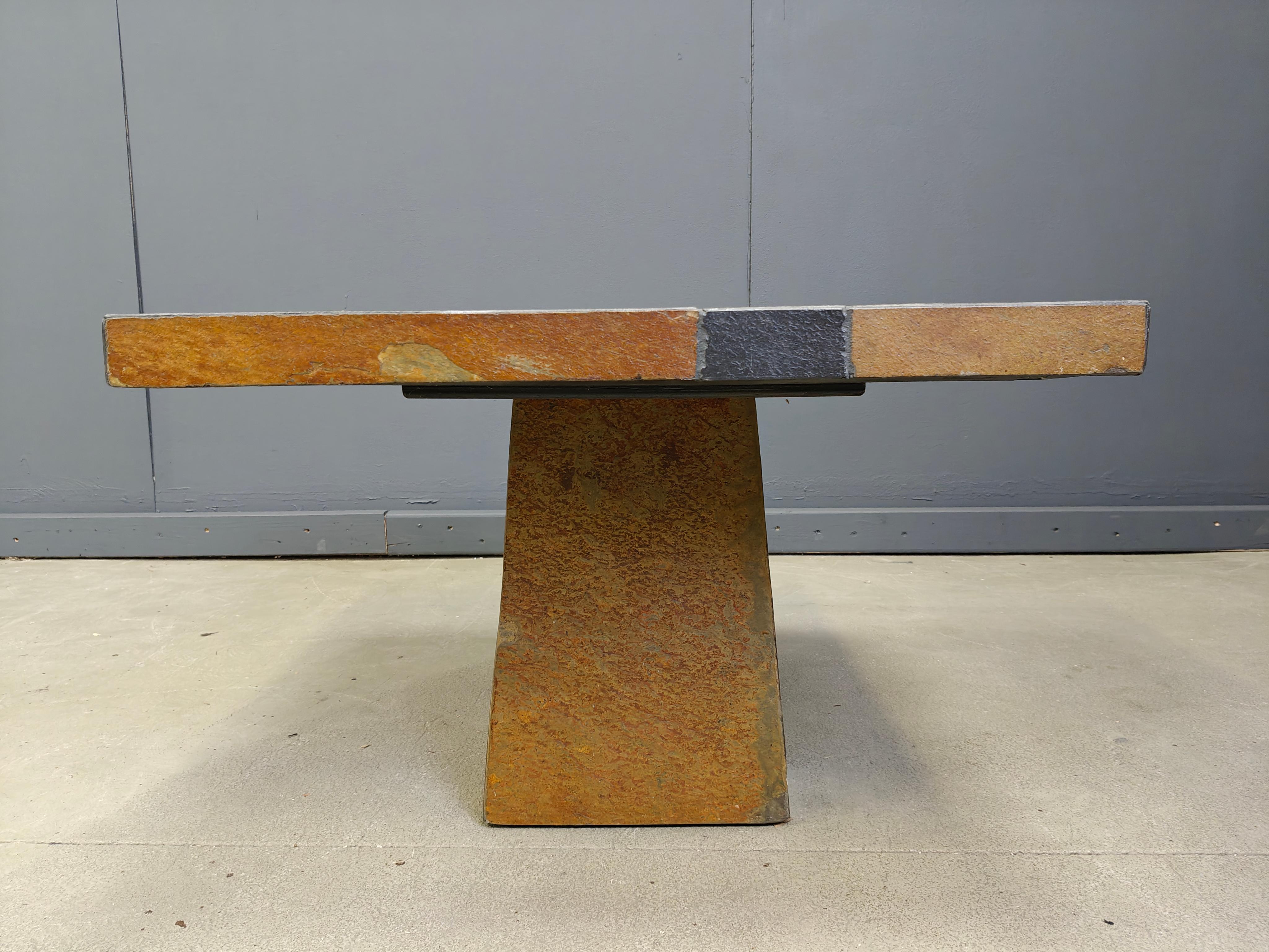 Brutalist slate stone coffee table, 1980s For Sale 4