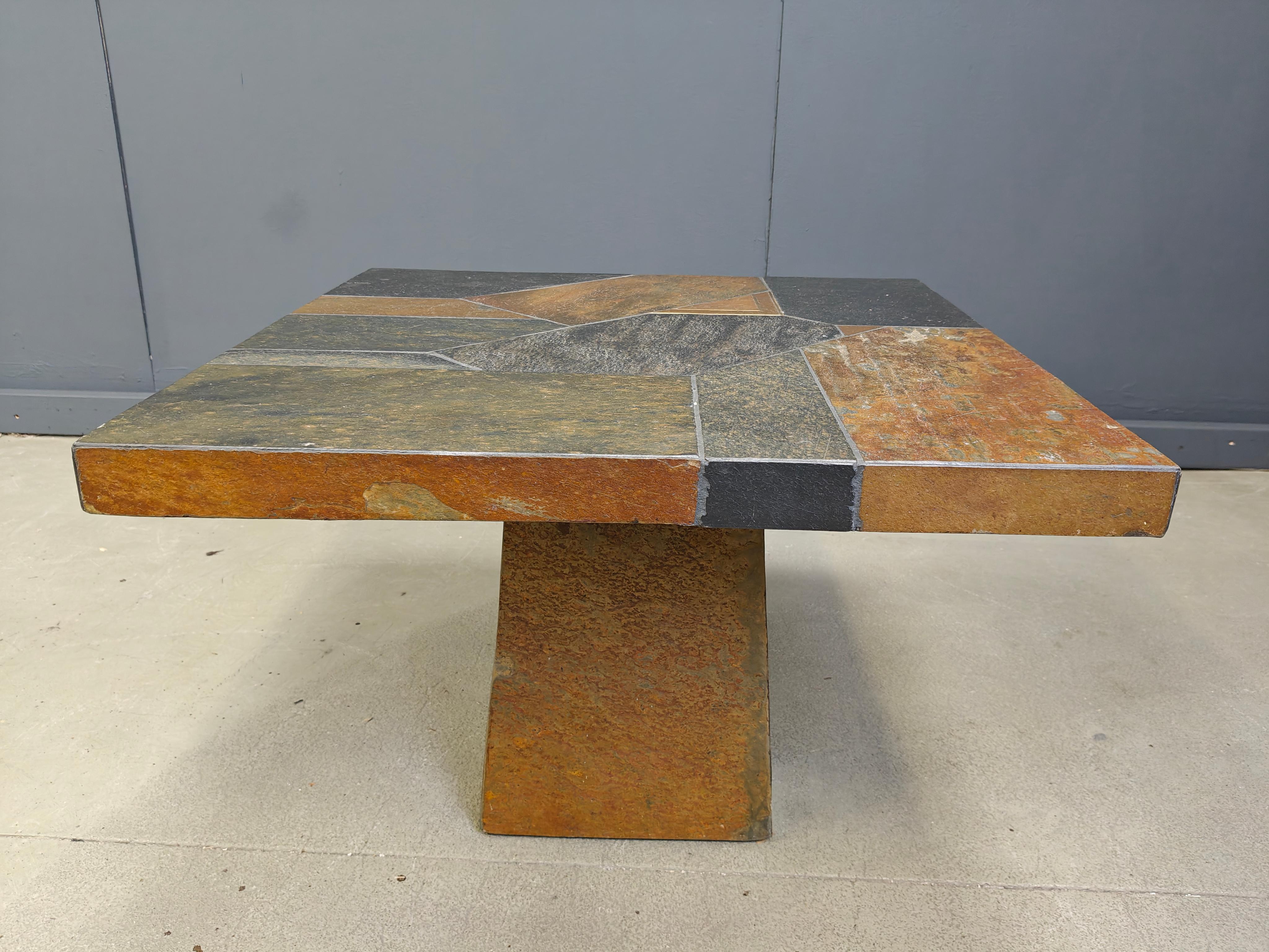Brutalist slate stone coffee table, 1980s For Sale 5