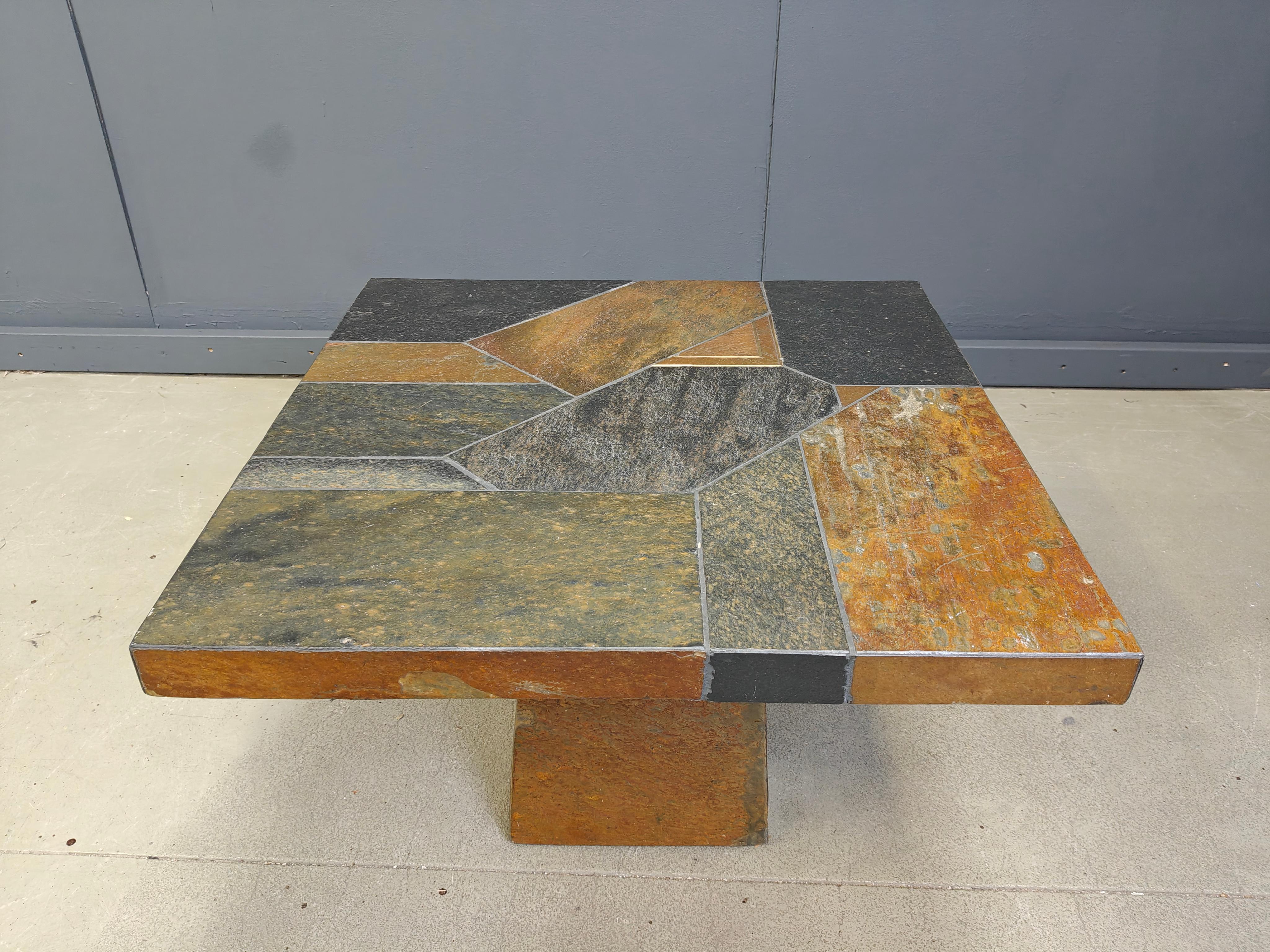 Brutalist slate stone coffee table, 1980s For Sale 6