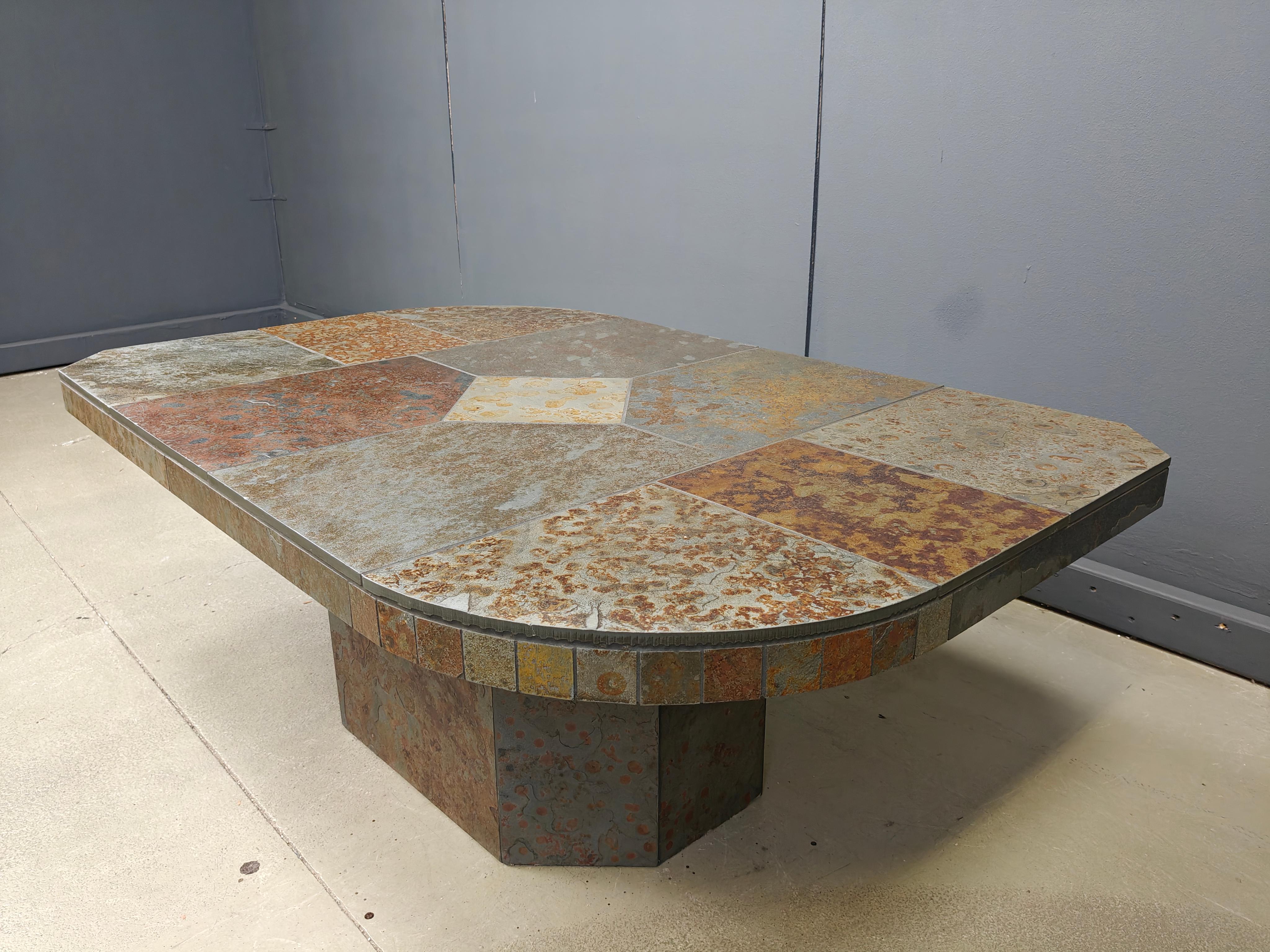 German Brutalist slate stone coffee table, 1980s For Sale