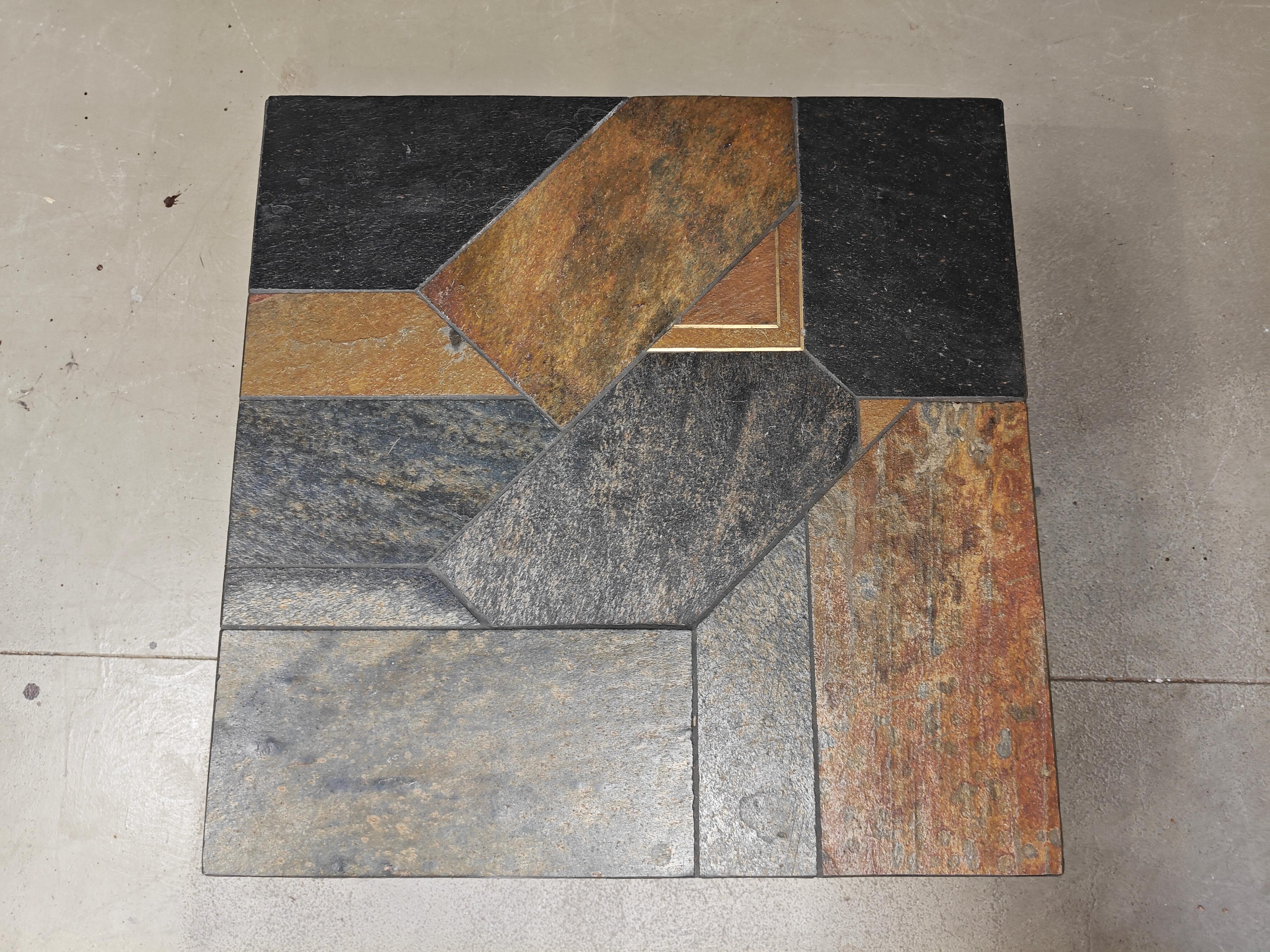 Late 20th Century Brutalist slate stone coffee table, 1980s For Sale