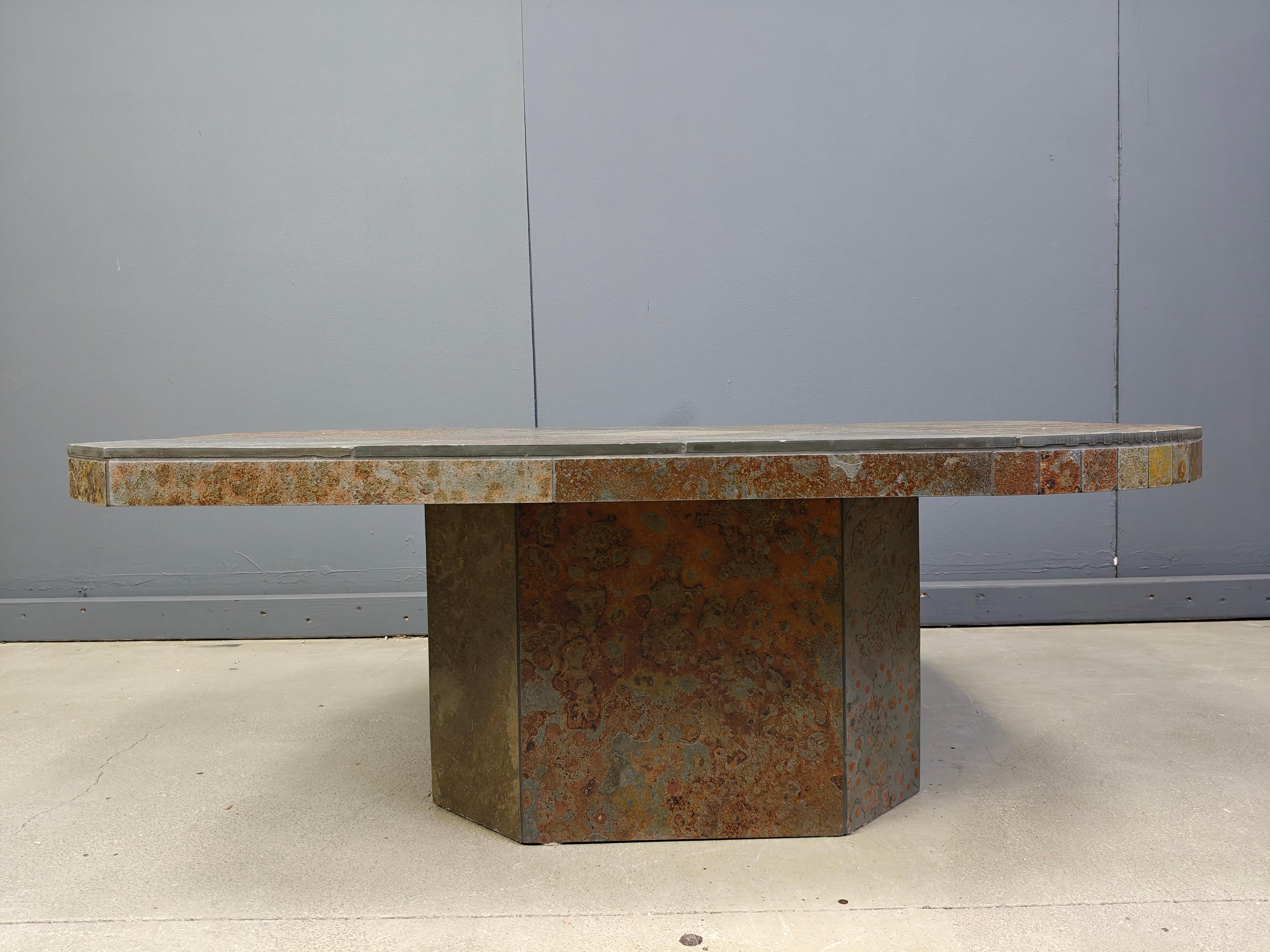 Stone Brutalist slate stone coffee table, 1980s For Sale
