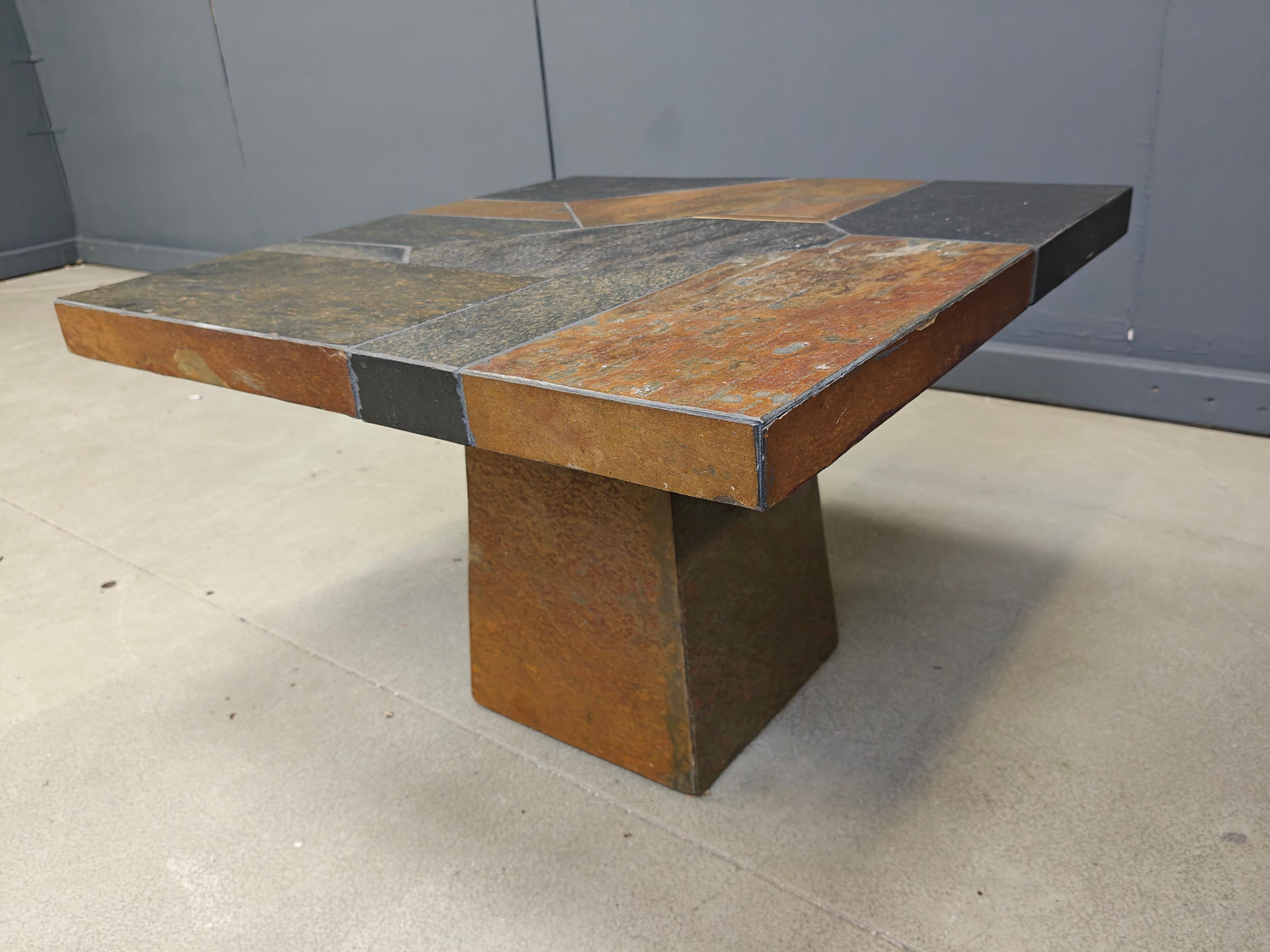 Stone Brutalist slate stone coffee table, 1980s For Sale