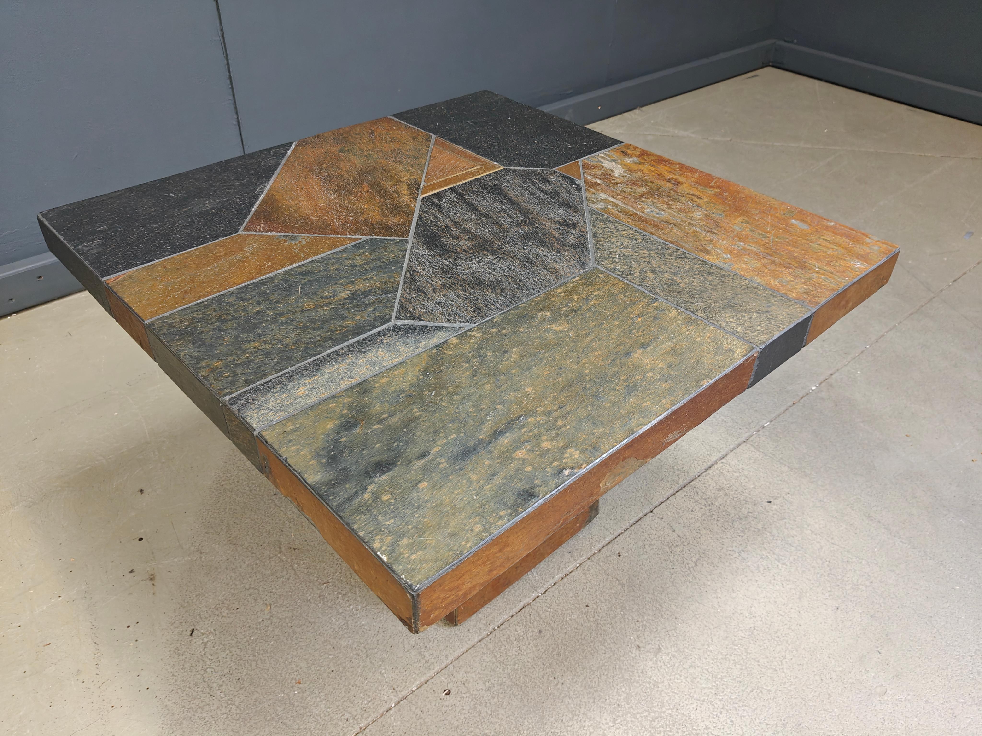 Brutalist slate stone coffee table, 1980s For Sale 2