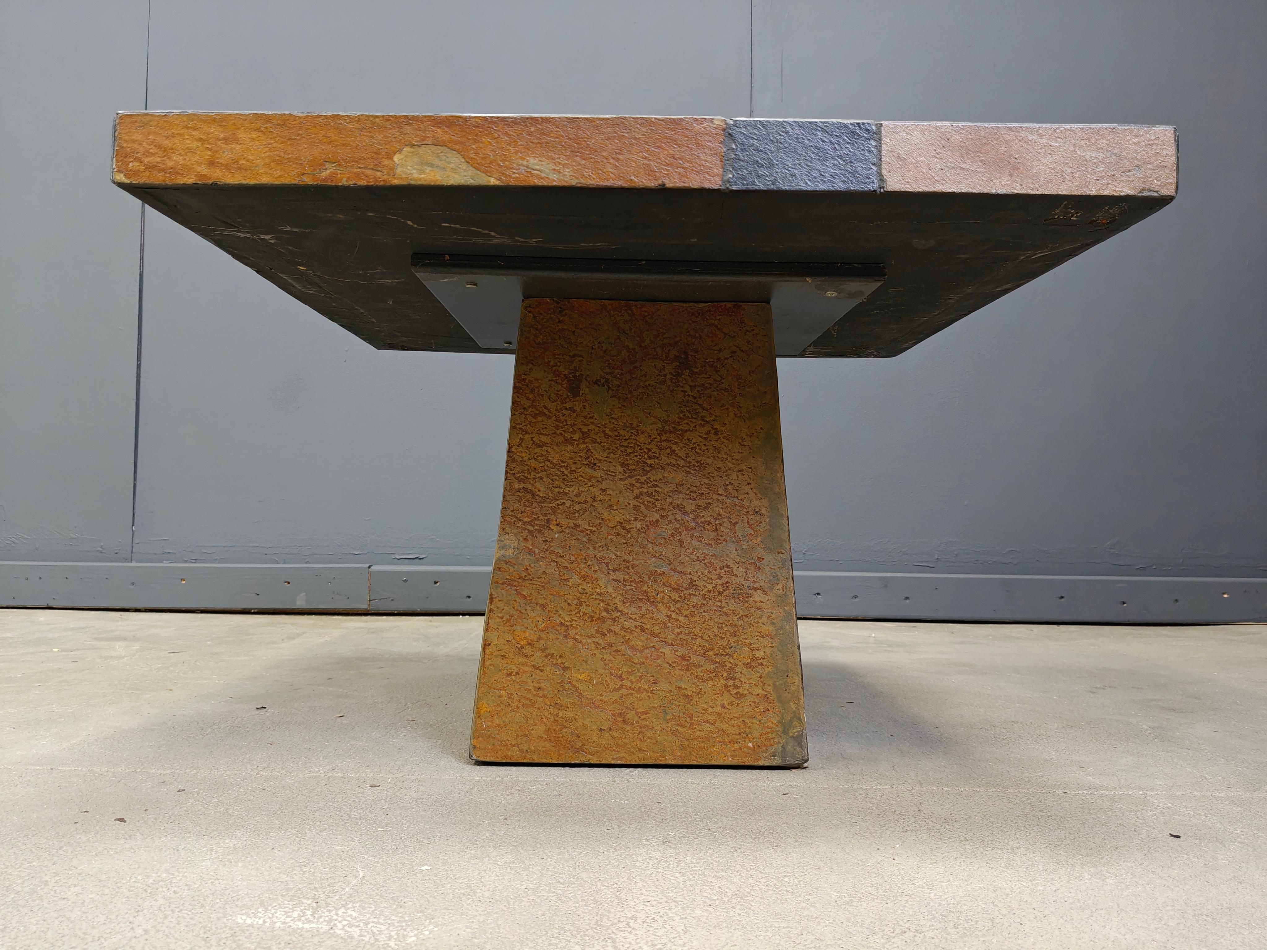 Brutalist slate stone coffee table, 1980s For Sale 3