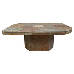 Brutalist slate stone coffee table, 1980s