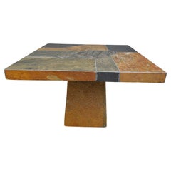 Brutalist slate stone coffee table, 1980s