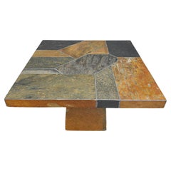 Brutalist slate stone coffee table, 1980s