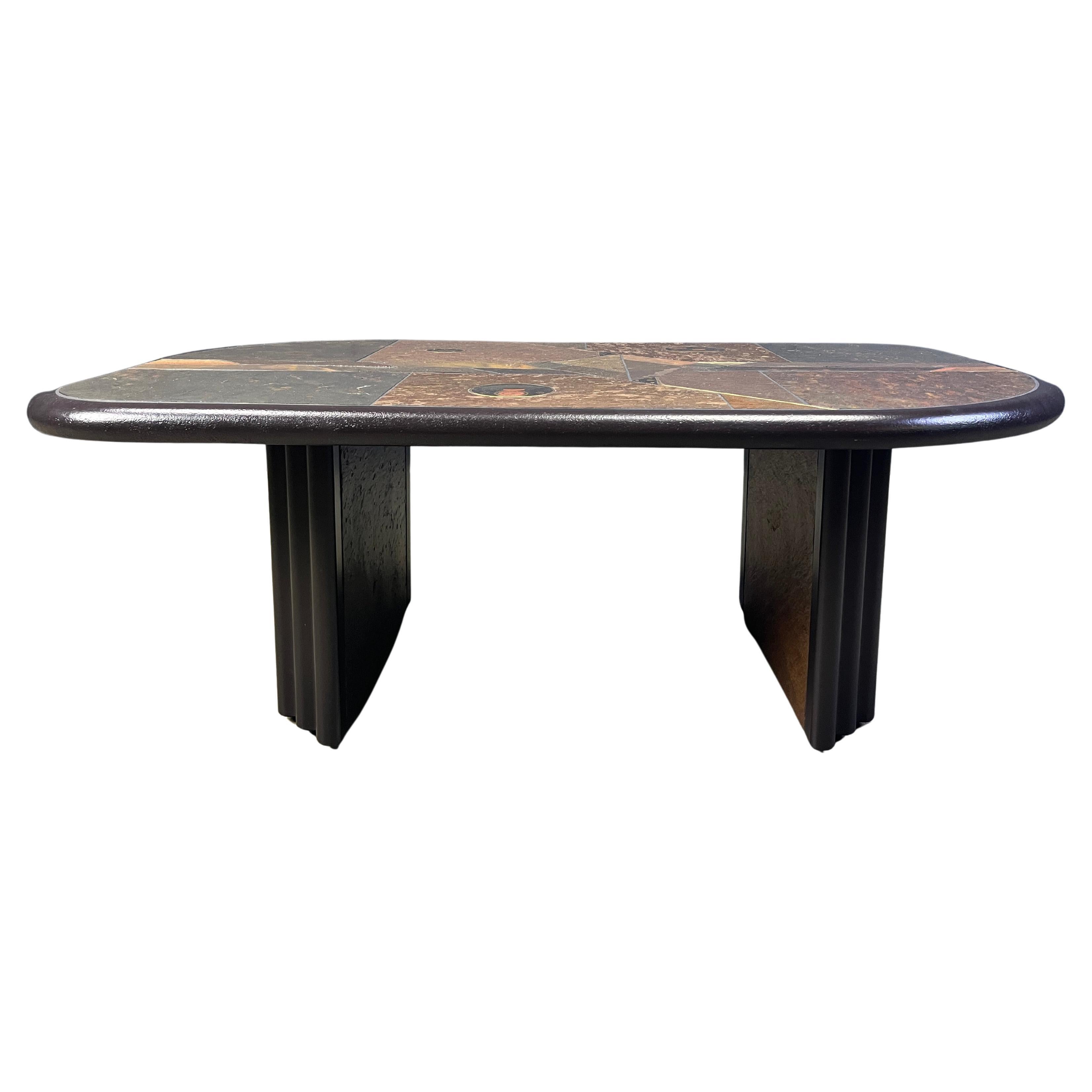 Table basse brutaliste en pierre d'ardoise à la manière de Paul Kingma, années 1970 en vente