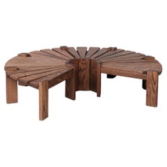 Brutalist Slatted Wooden Side Tables '7'