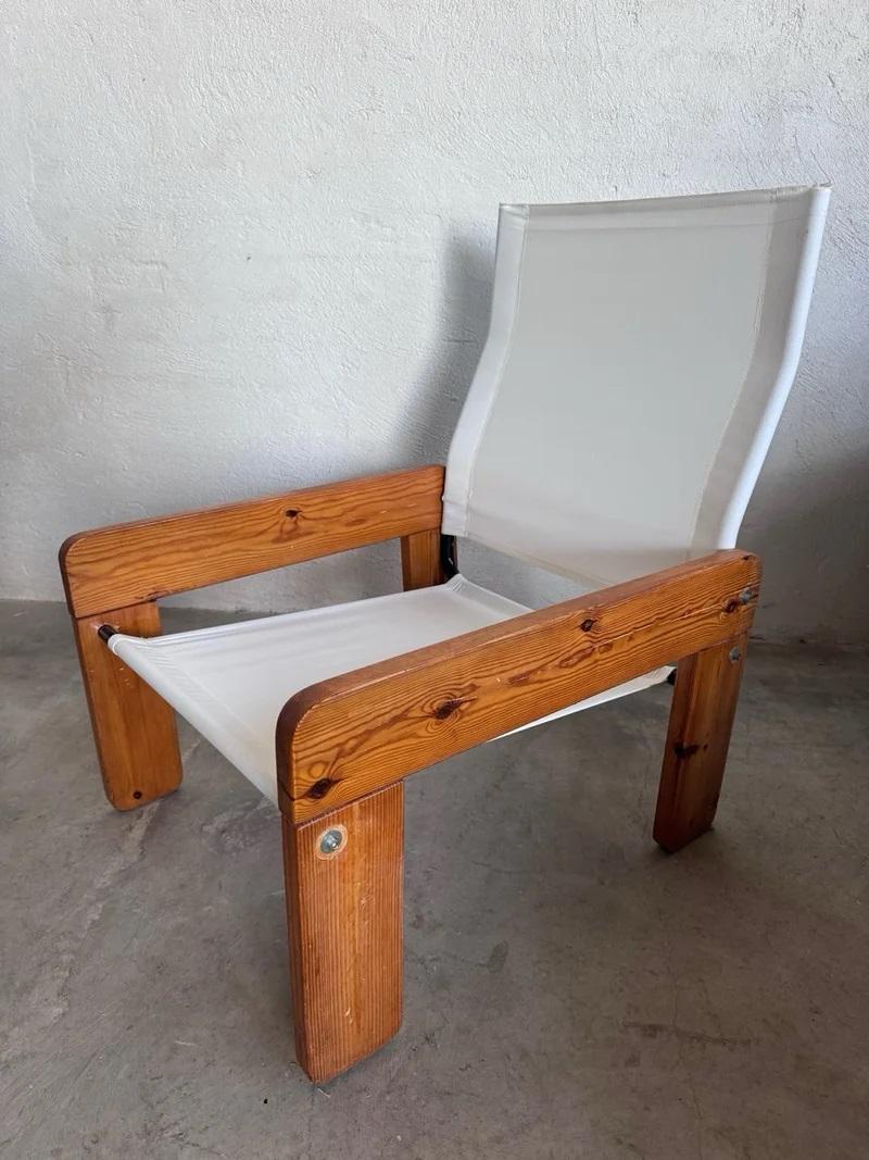 Brutalist Sling Fabric Lounge Chairs, 1970s In Good Condition For Sale In PEGO, Alicante