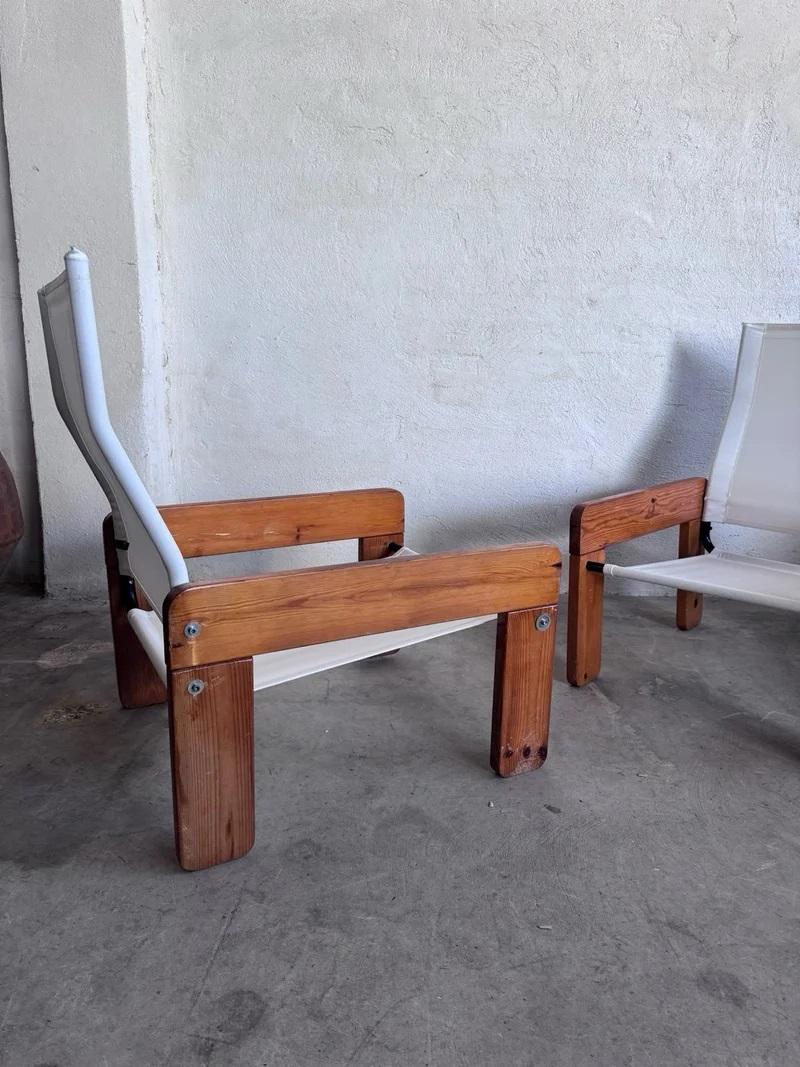 20th Century Brutalist Sling Fabric Lounge Chairs, 1970s For Sale