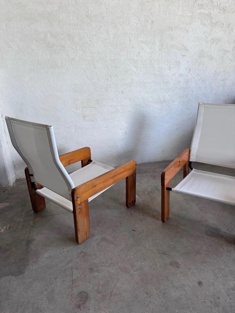 Brutalist Sling Fabric Lounge Chairs, 1970s For Sale 2