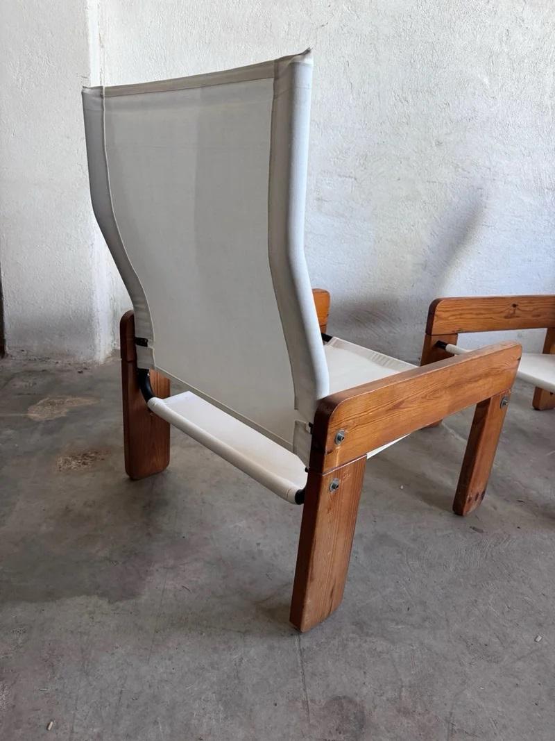 Brutalist Sling Fabric Lounge Chairs, 1970s For Sale 3