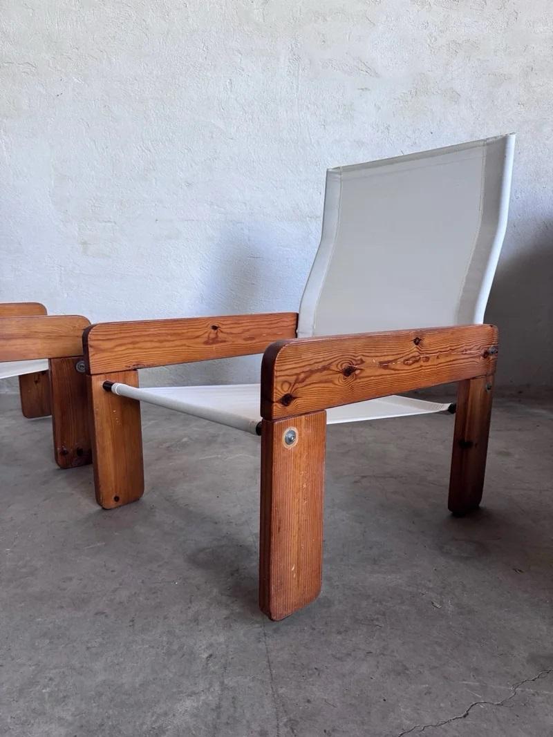 Brutalist Sling Fabric Lounge Chairs, 1970s For Sale 4