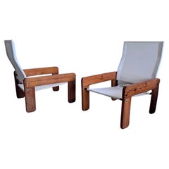 Chaises longues brutalistes en tissu, 1970