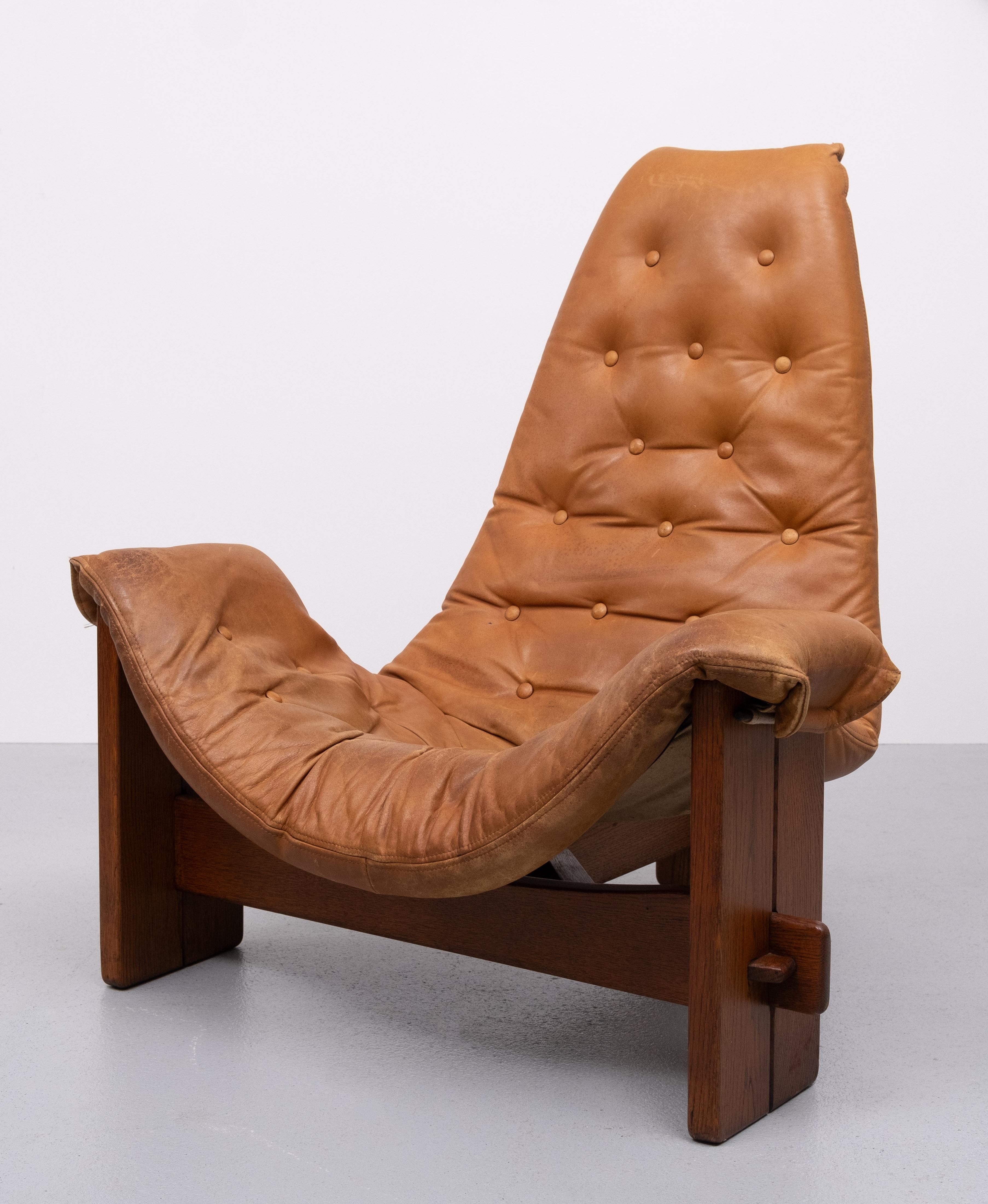 Mid-Century Modern Brutalist Sling Lounge Chair in Full Original Condition 1960s Brazil