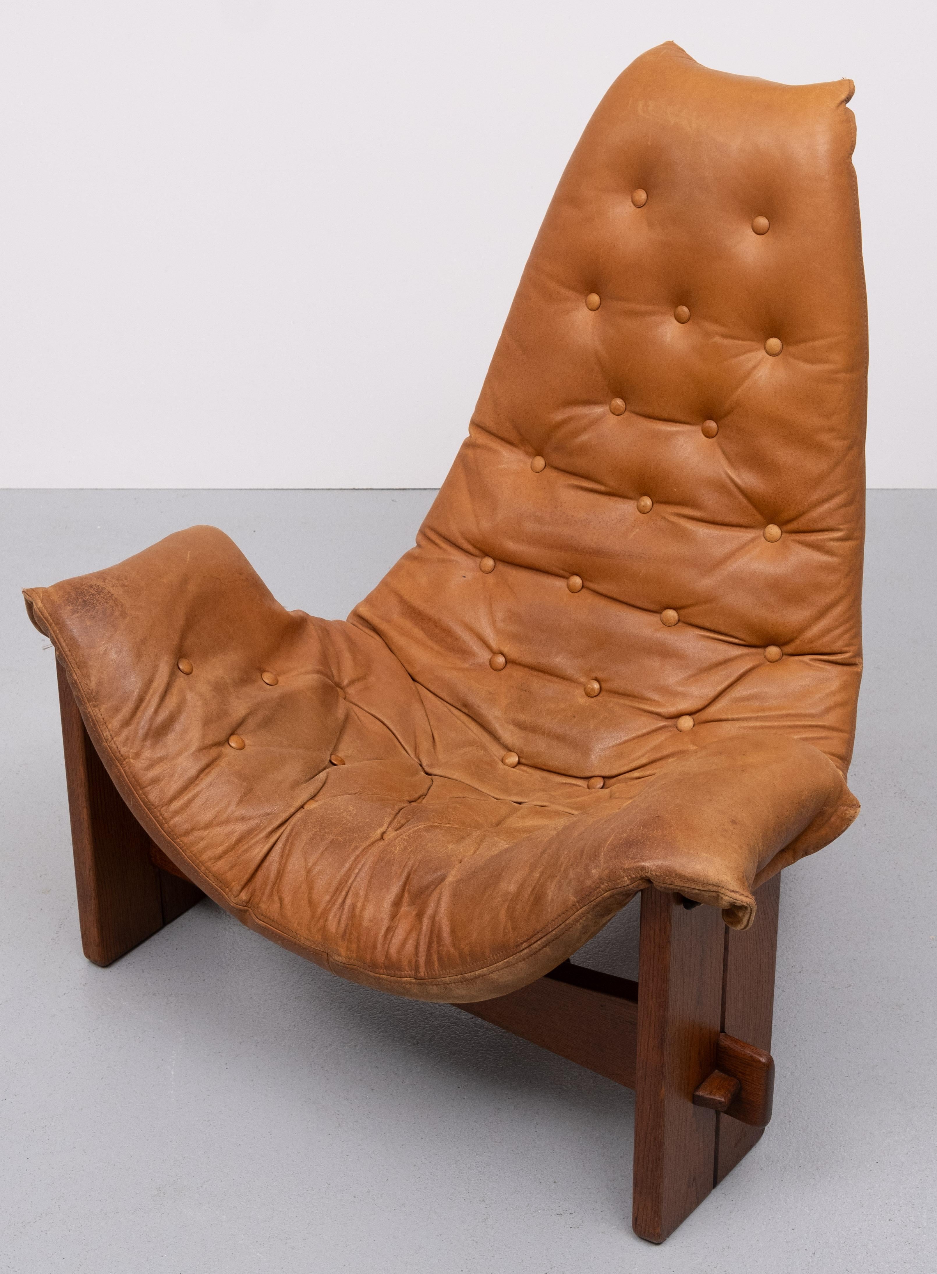 Brazilian Brutalist Sling Lounge Chair in Full Original Condition 1960s Brazil