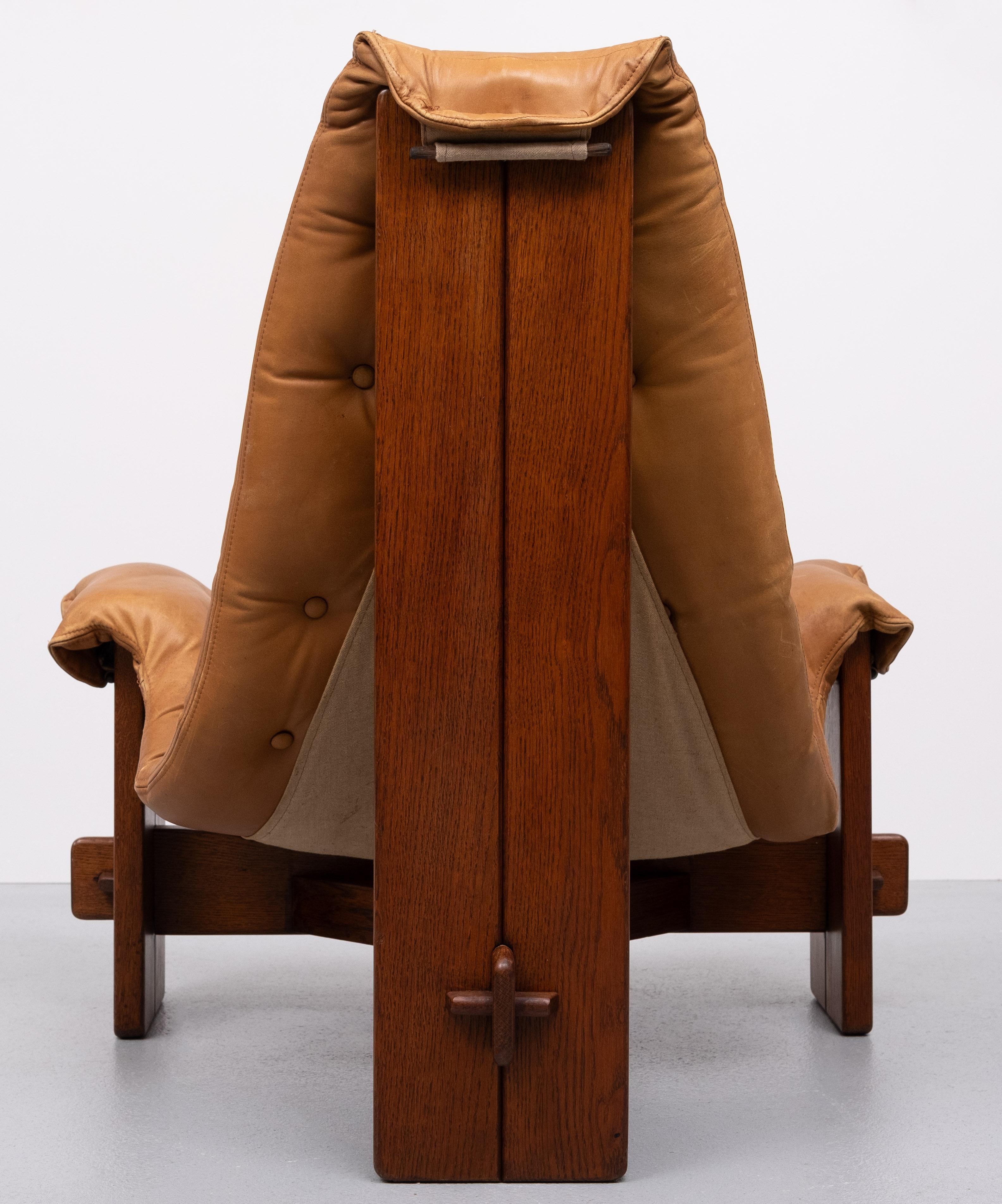 Mid-20th Century  Brutalist Sling Lounge Chair in Full Original Condition 1960s Brazil  For Sale
