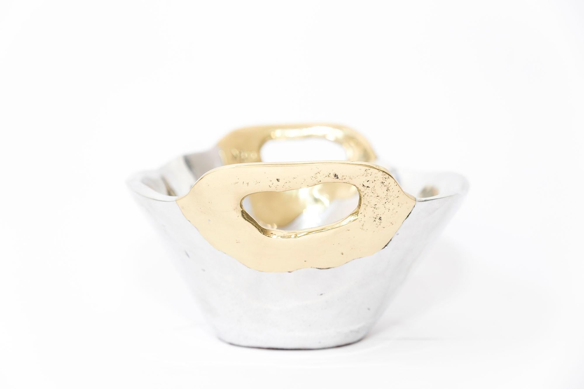 Brutalist Small Metal Bowl A018 Solid Cast Aluminium & Brass In New Condition For Sale In Benahavis, AN