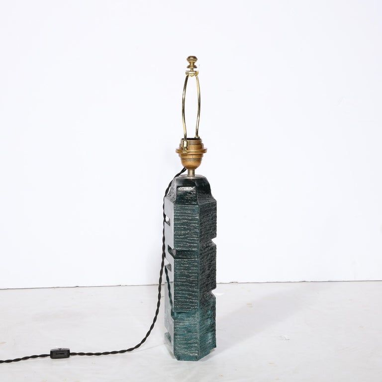 Brutalist Smoked Aquamarine Crystal Argos Table Lamps by Baldiccini