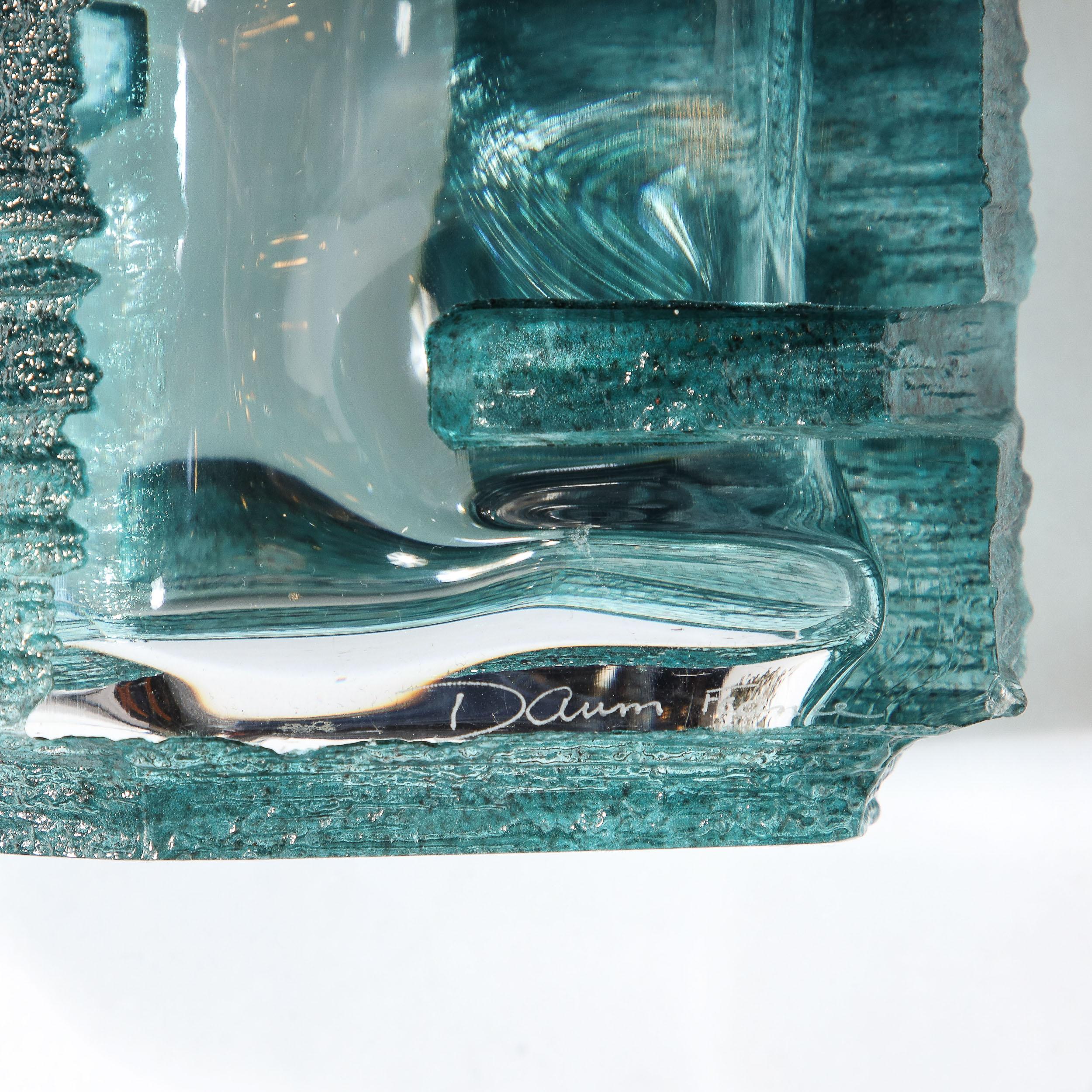 Brutalist Smoked Aquamarine Crystal Argos Table Lamps by Baldiccini Signed Daum 7