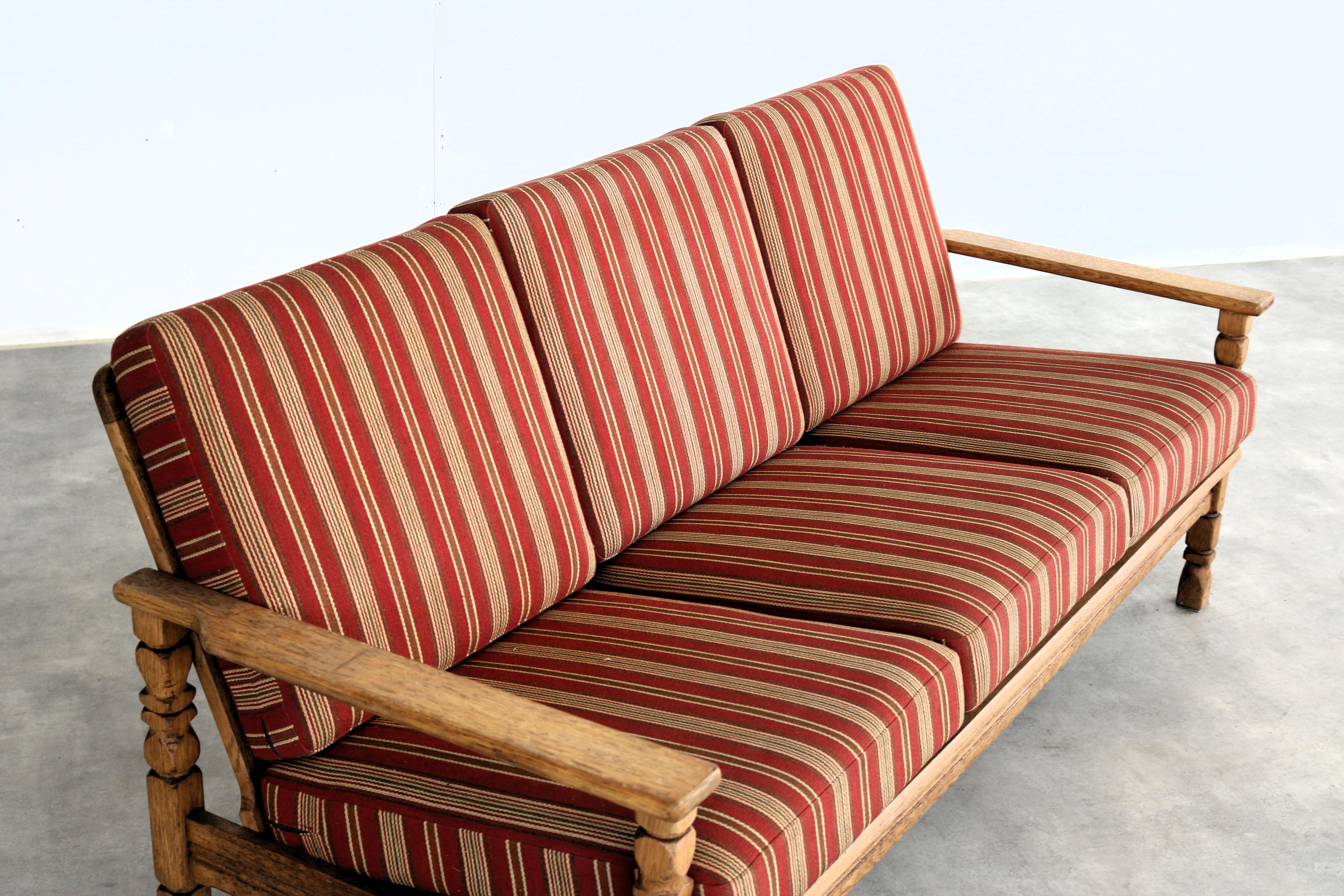 brutalist sofa  vintage sofa  1960s  oak For Sale 4