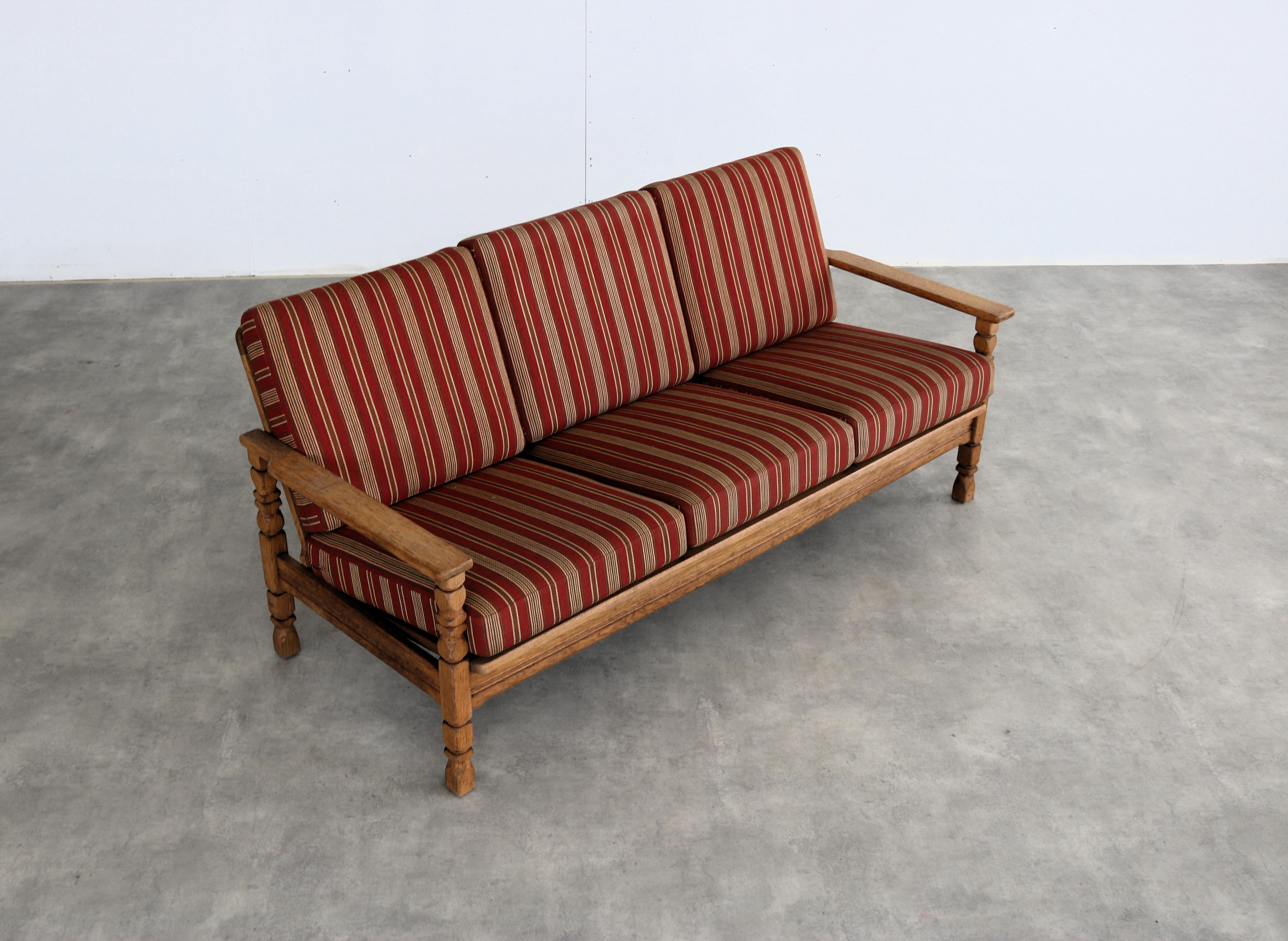 brutalist sofa  vintage sofa  1960s  oak For Sale 6