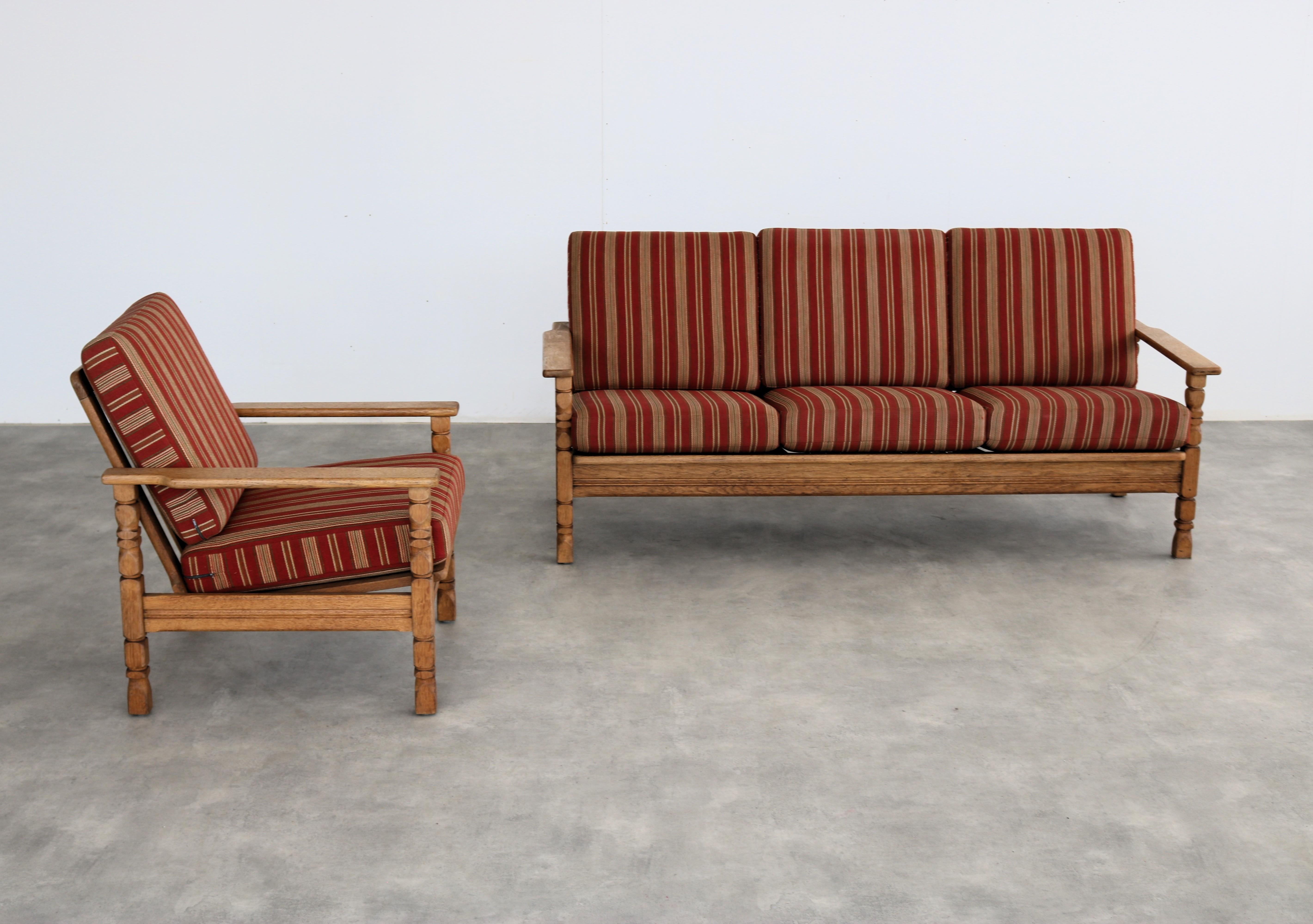 Danish brutalist sofa  vintage sofa  1960s  oak For Sale