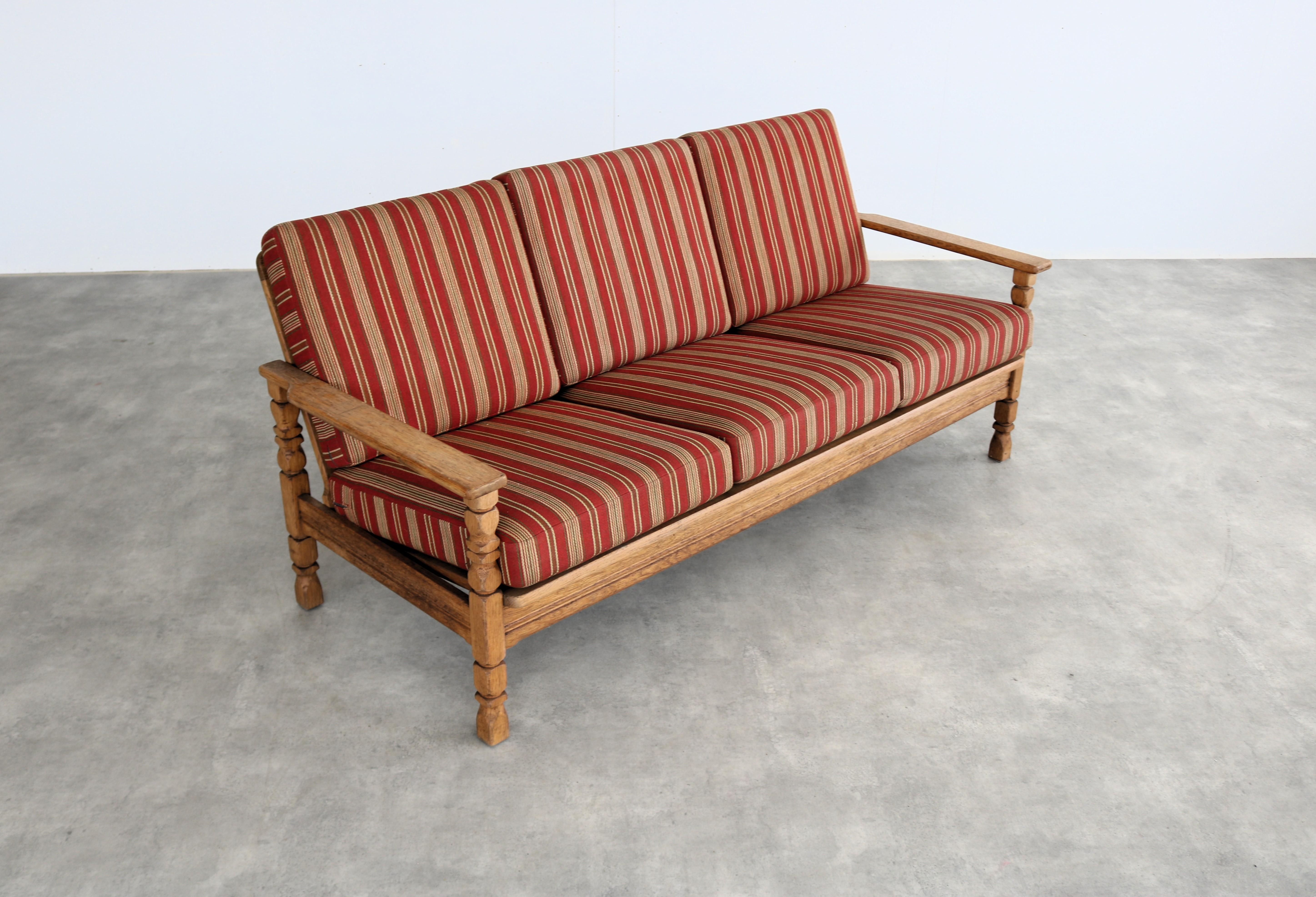 brutalist sofa  vintage sofa  1960s  oak For Sale 2