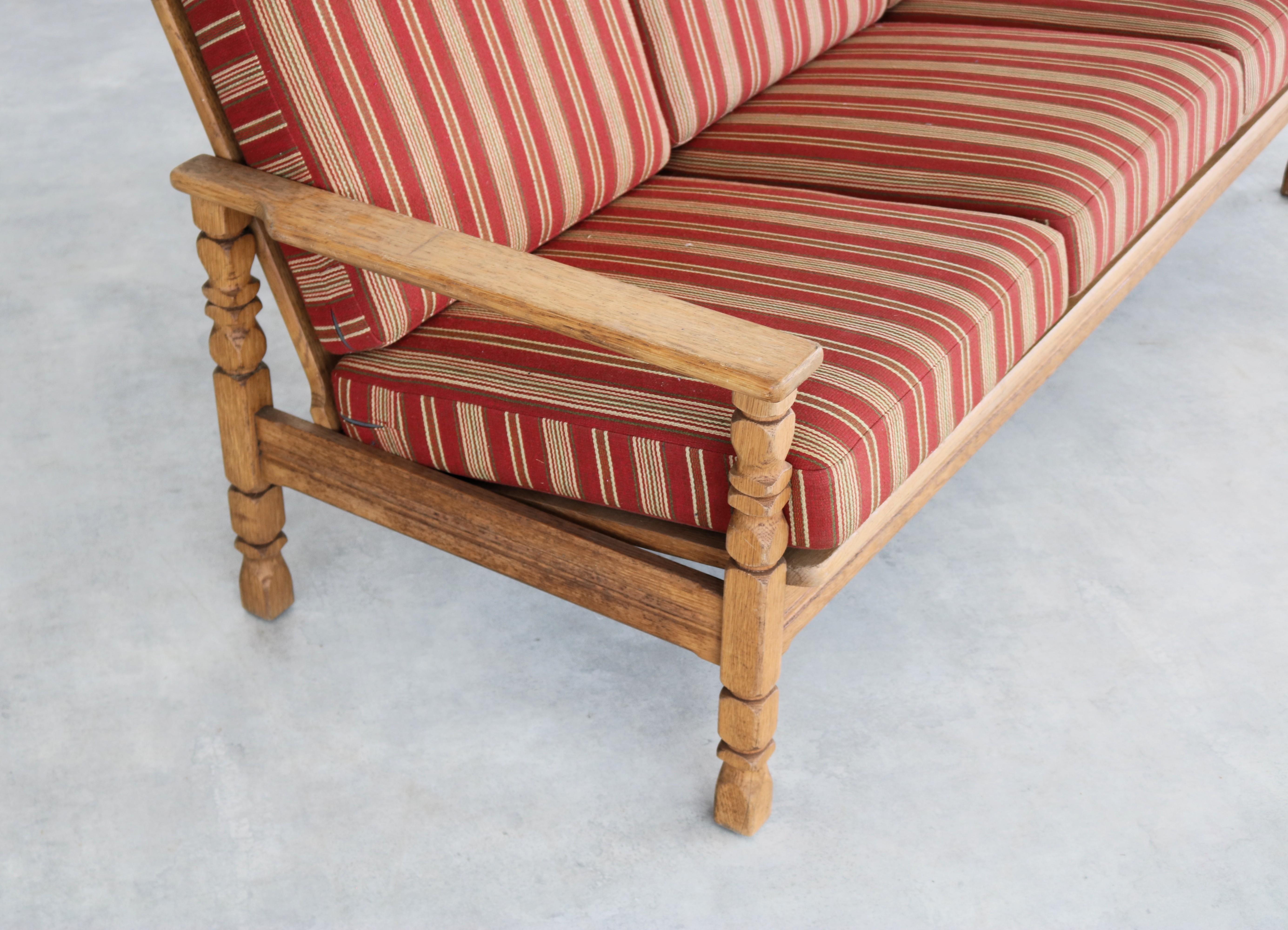 brutalist sofa  vintage sofa  1960s  oak For Sale 3