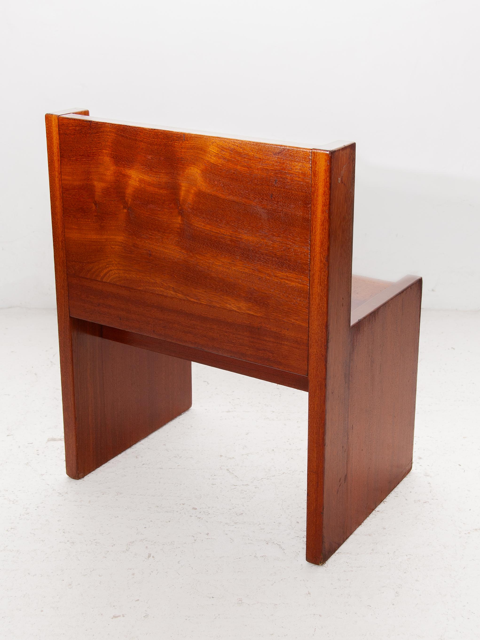 Hand-Crafted Brutalist Solid Bench, Side Chair, 1960s, Belgium For Sale