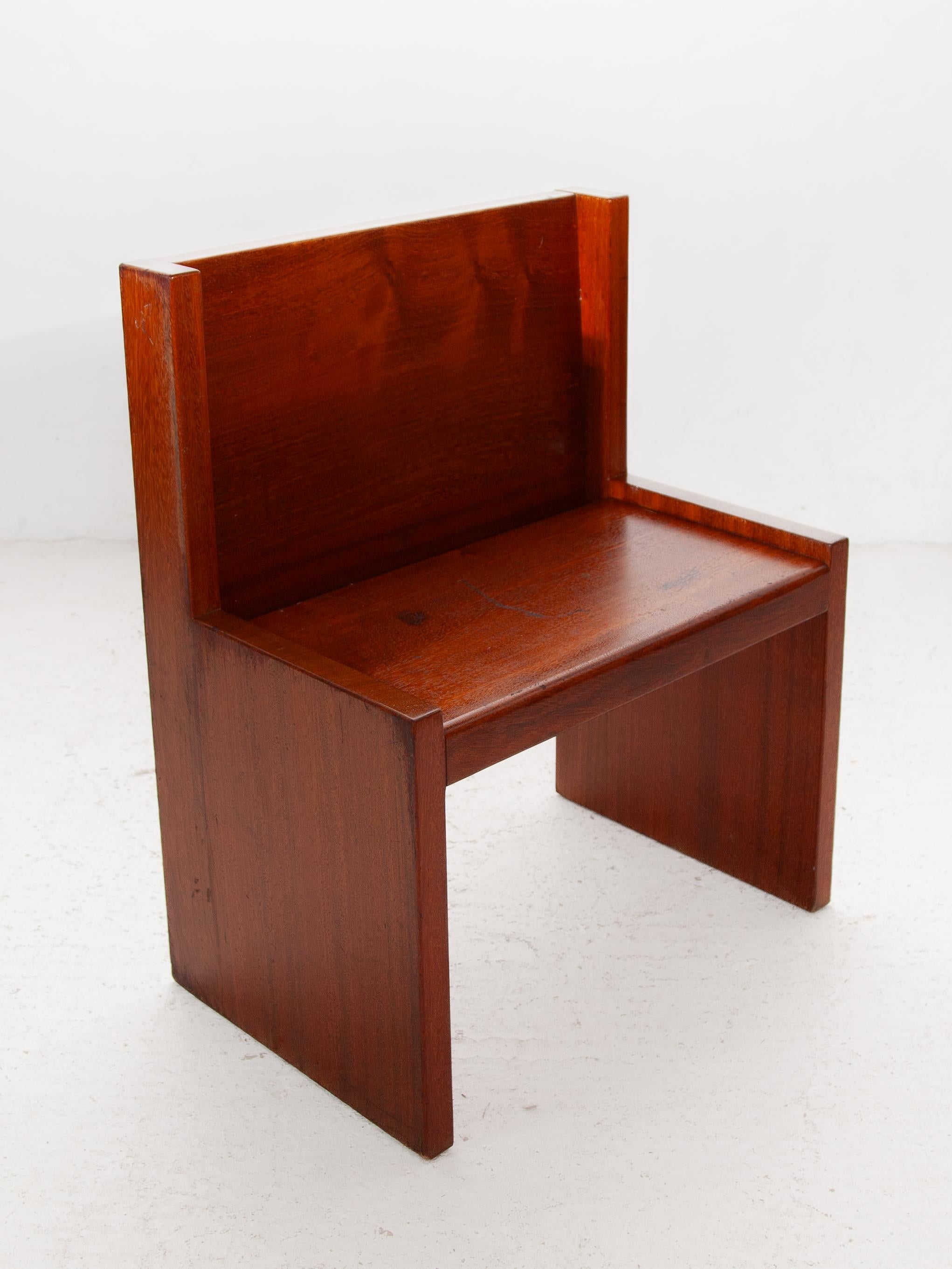 Brutalist Solid Bench, Side Chair, 1960s, Belgium For Sale 1