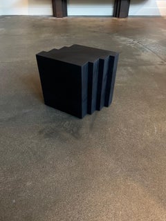 Brutalist Side Table Solid Black Oak - Cadence by Mokko
